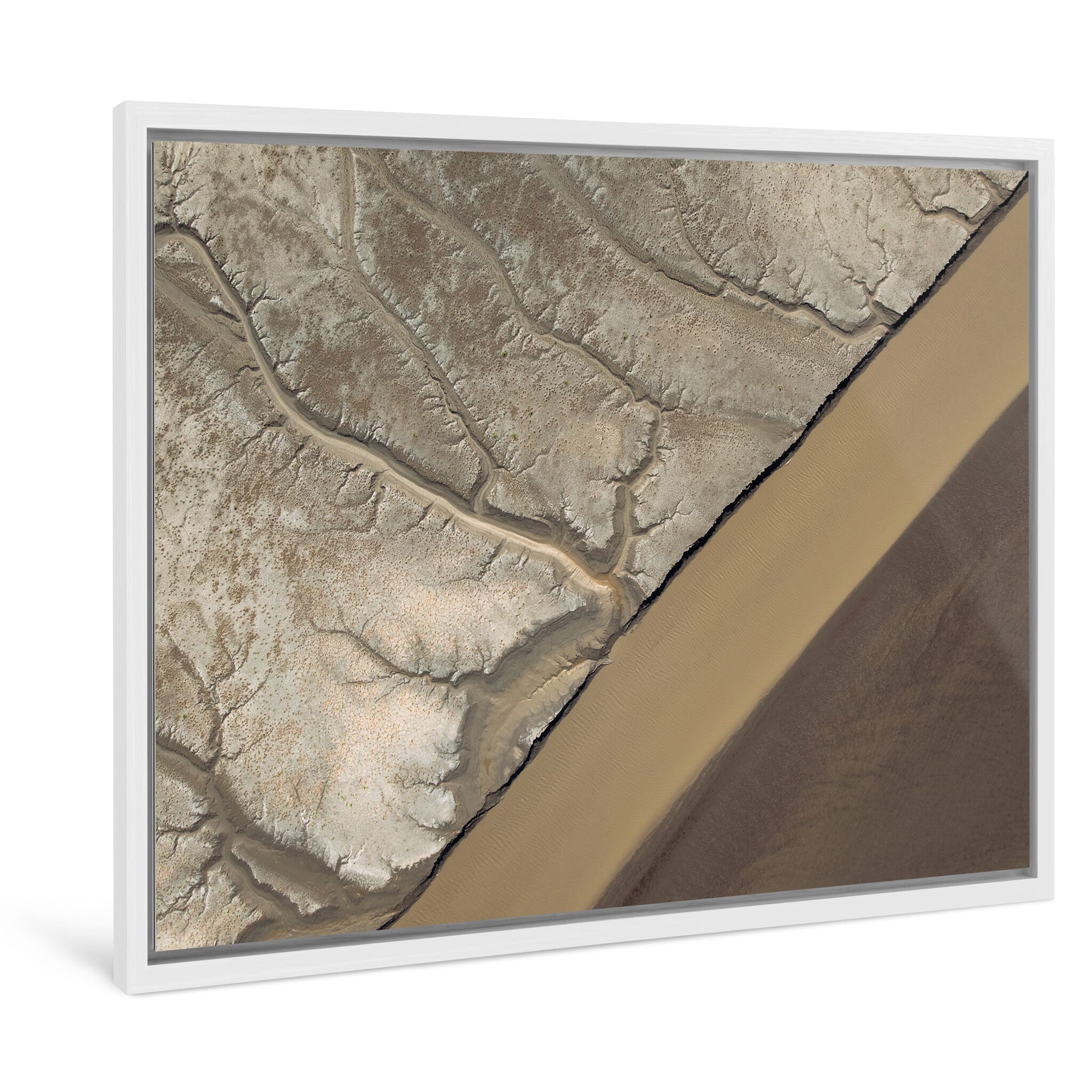 Framed photo print of flowing patterns formed by tides and sediment