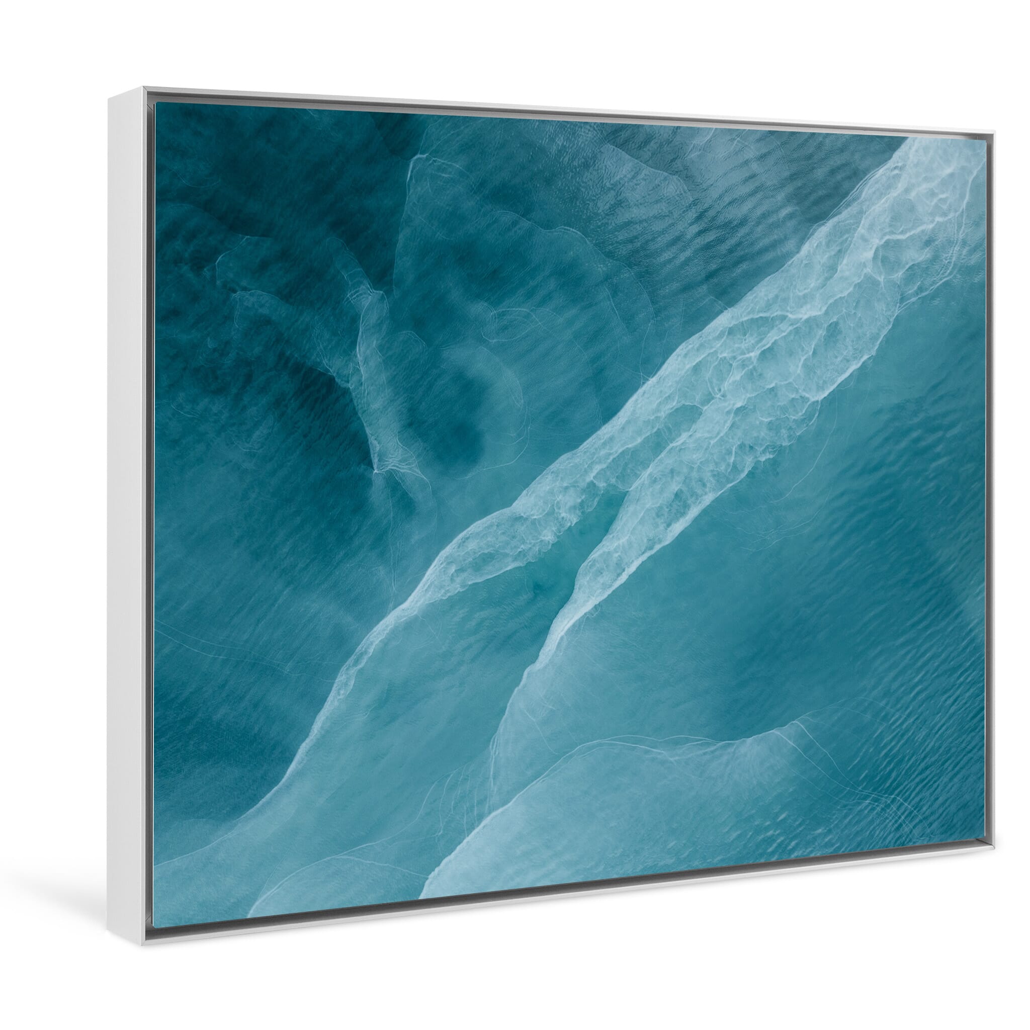 Framed photo print of Alaska’s coastal water textures seen from the air