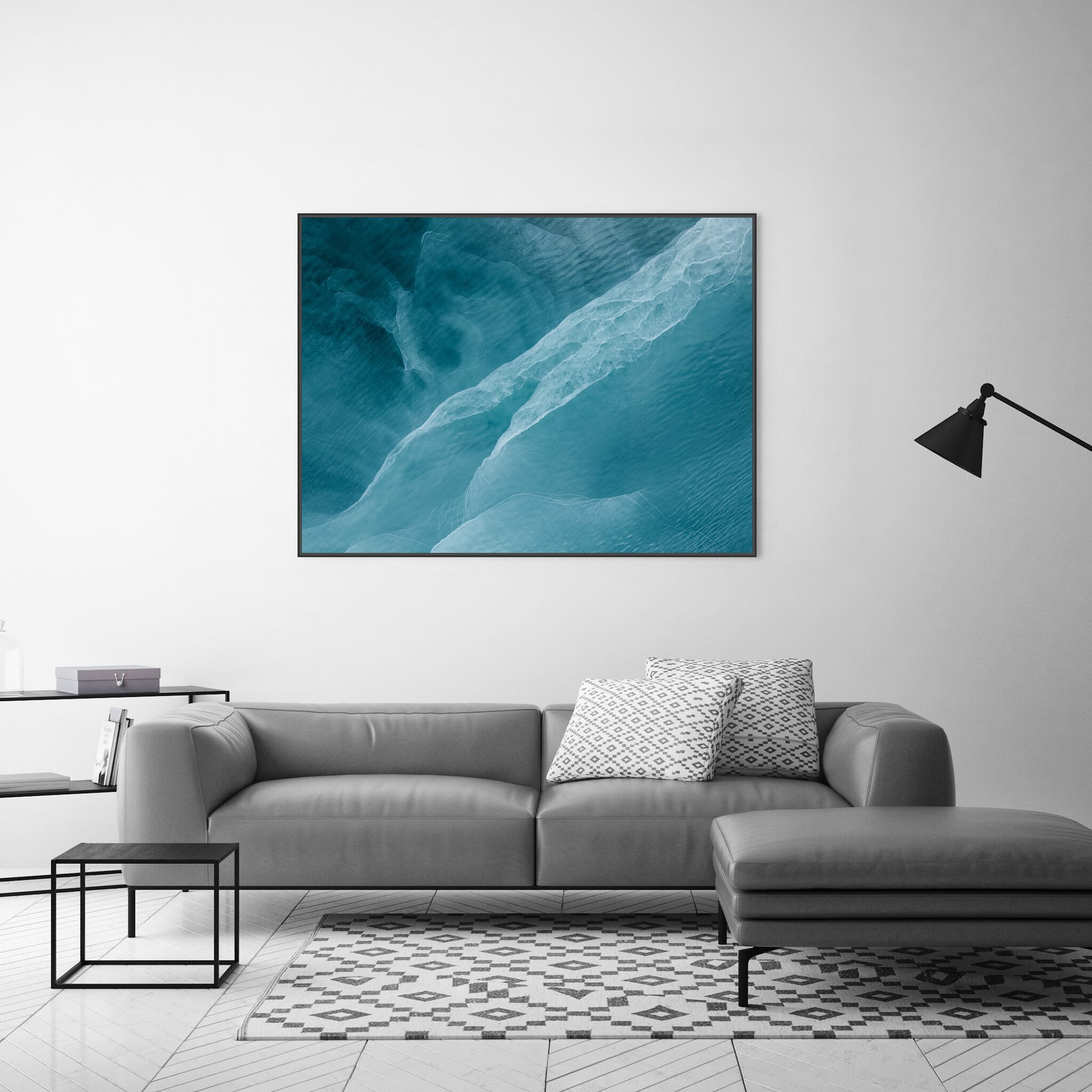 Modern room with framed landscape photography by Jan Erik Waider