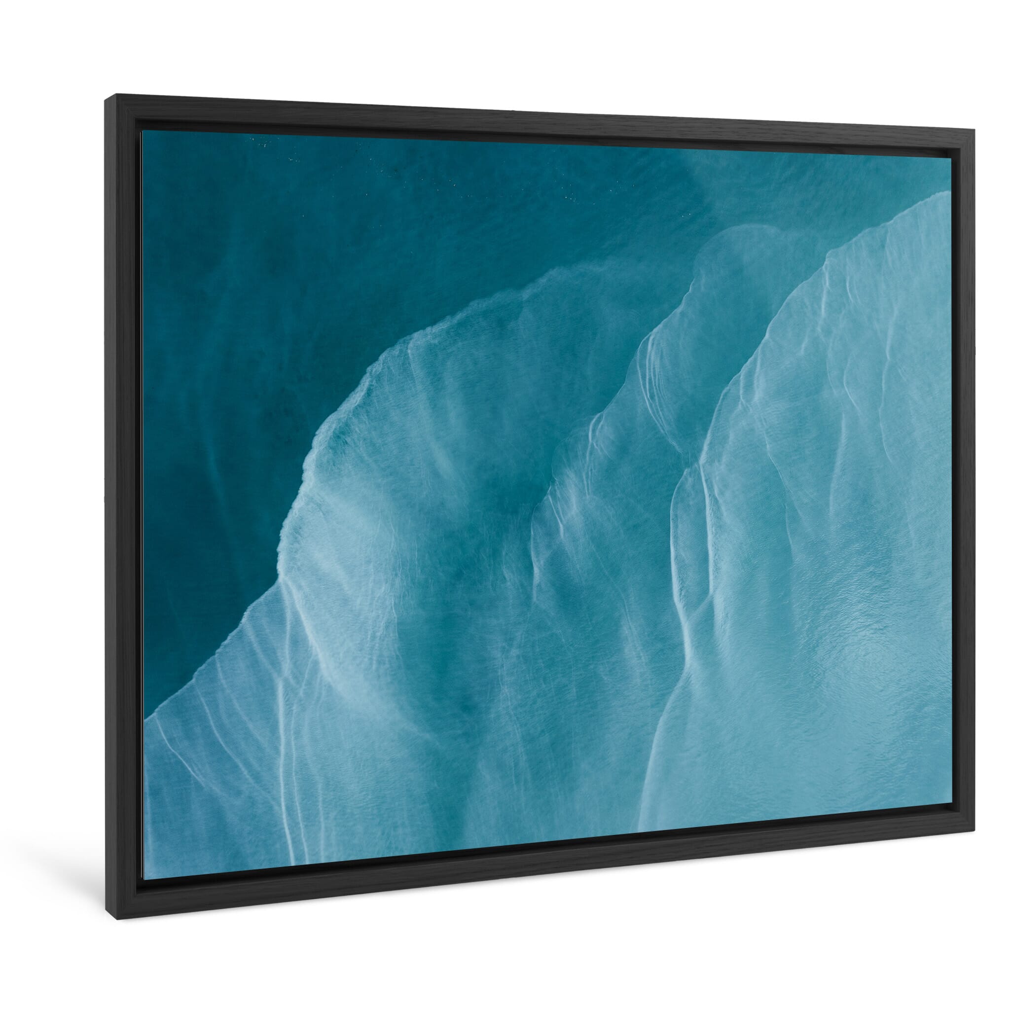 Framed photo print of fluid sediment patterns near Alaska’s rugged shoreline