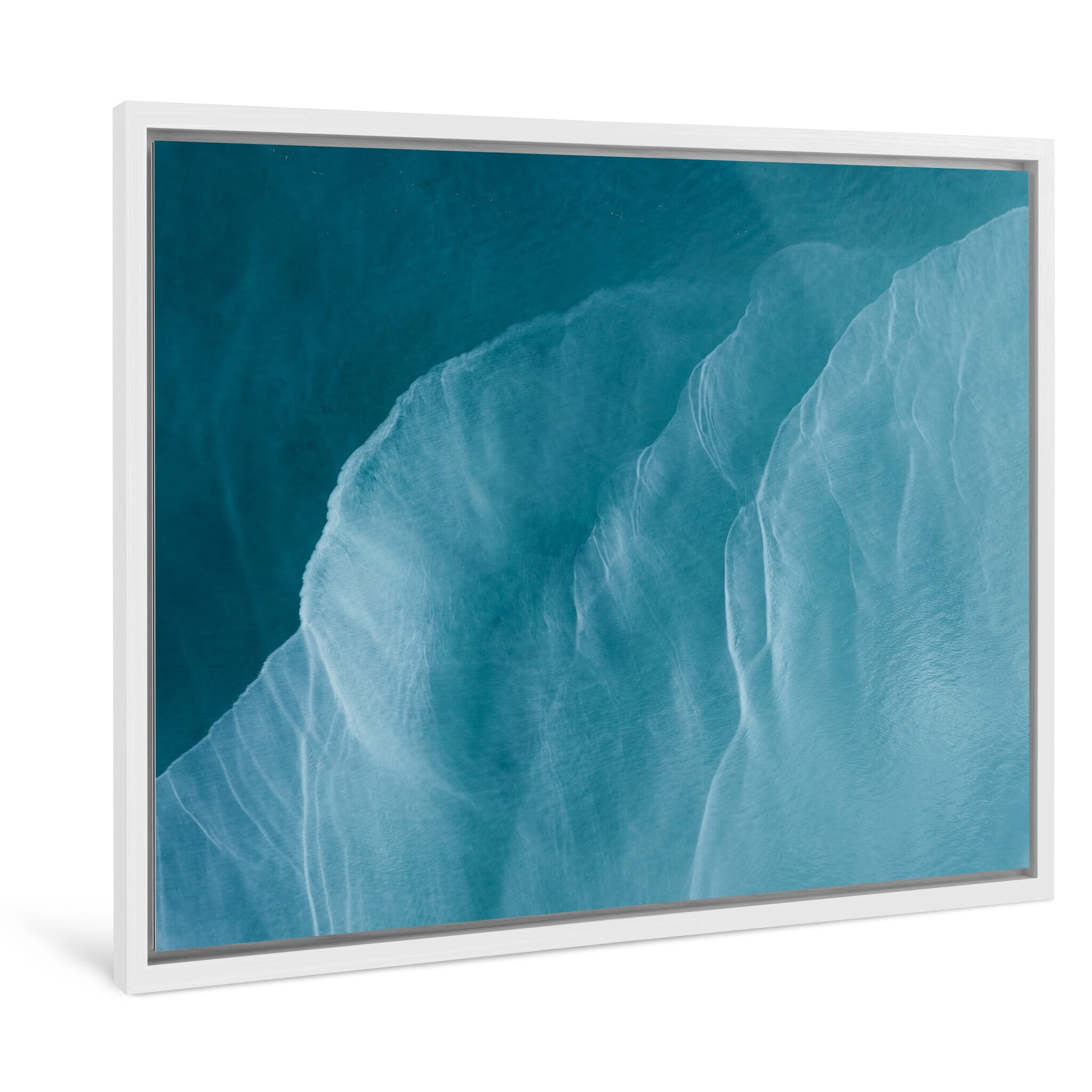 Framed photo print of vibrant coastal colors formed by glacial runoff