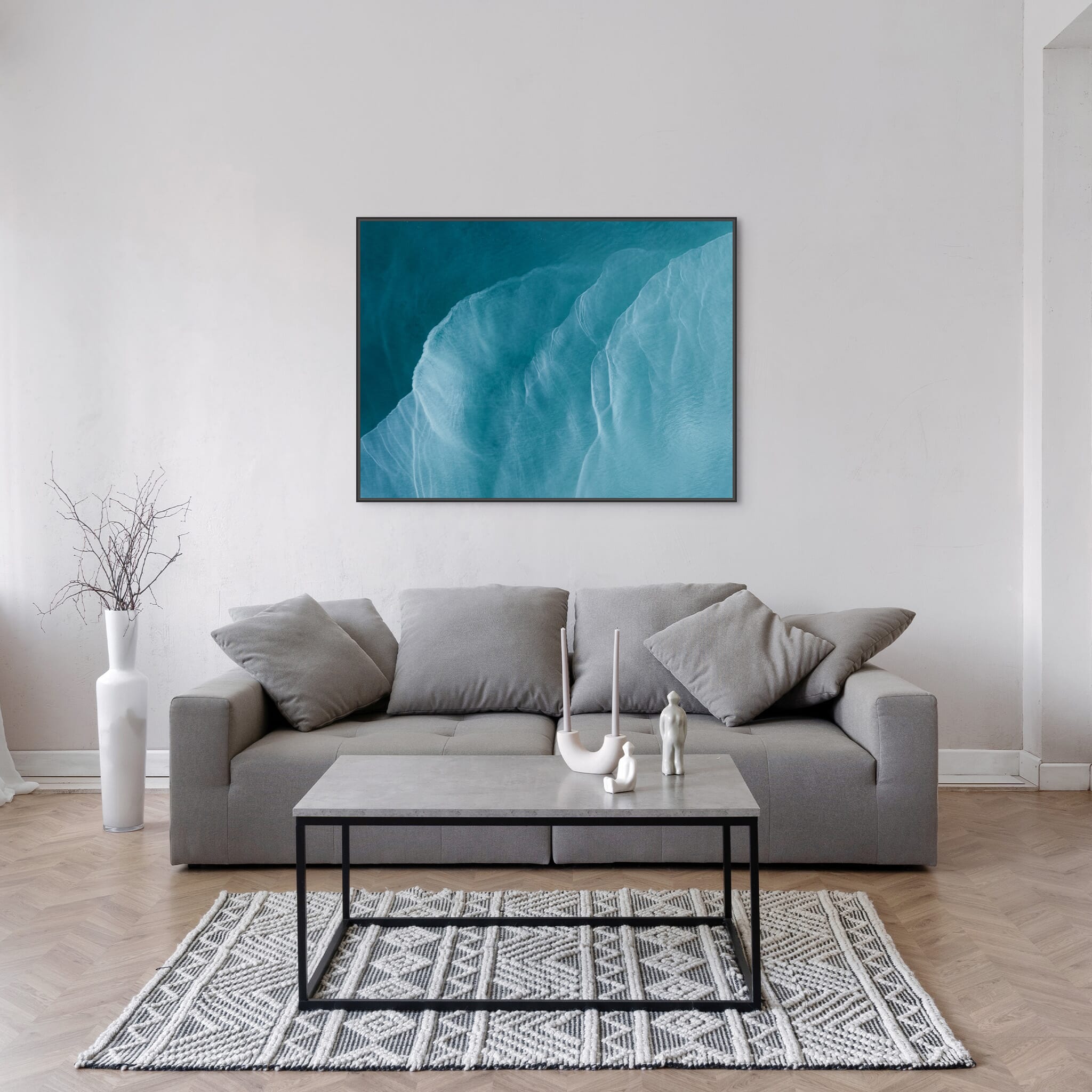 Modern room with framed landscape photography by Jan Erik Waider