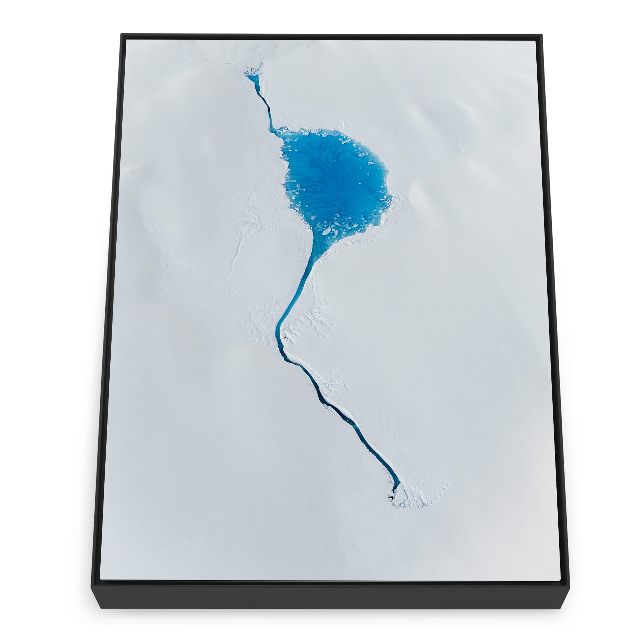 Framed photo print of intense blue tones from glacial melt on Columbia Glacier