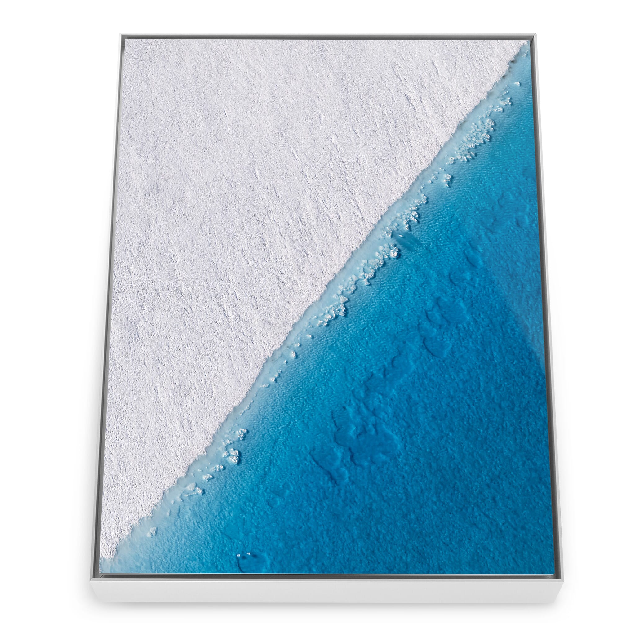 Framed photo print of retreating glacier textures and meltwater contrasts
