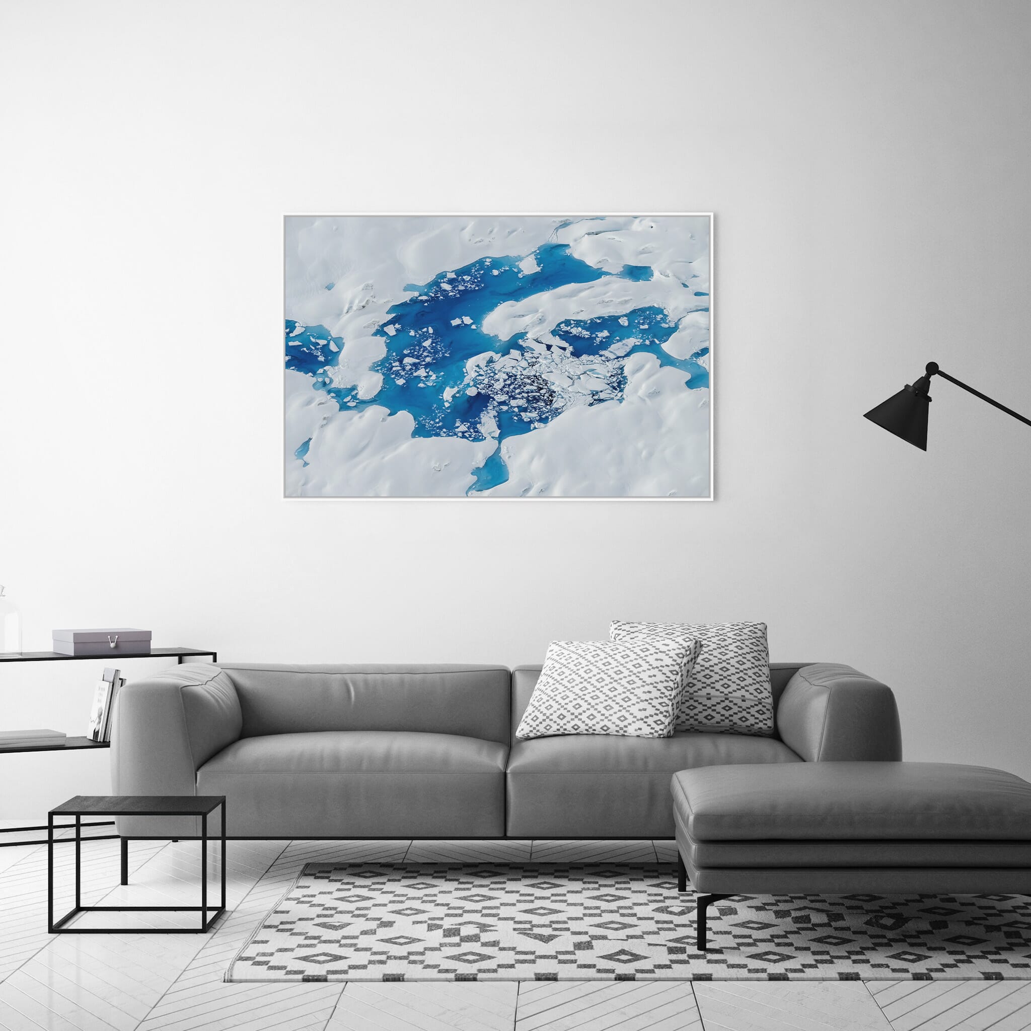 Modern room with framed landscape photography by Jan Erik Waider