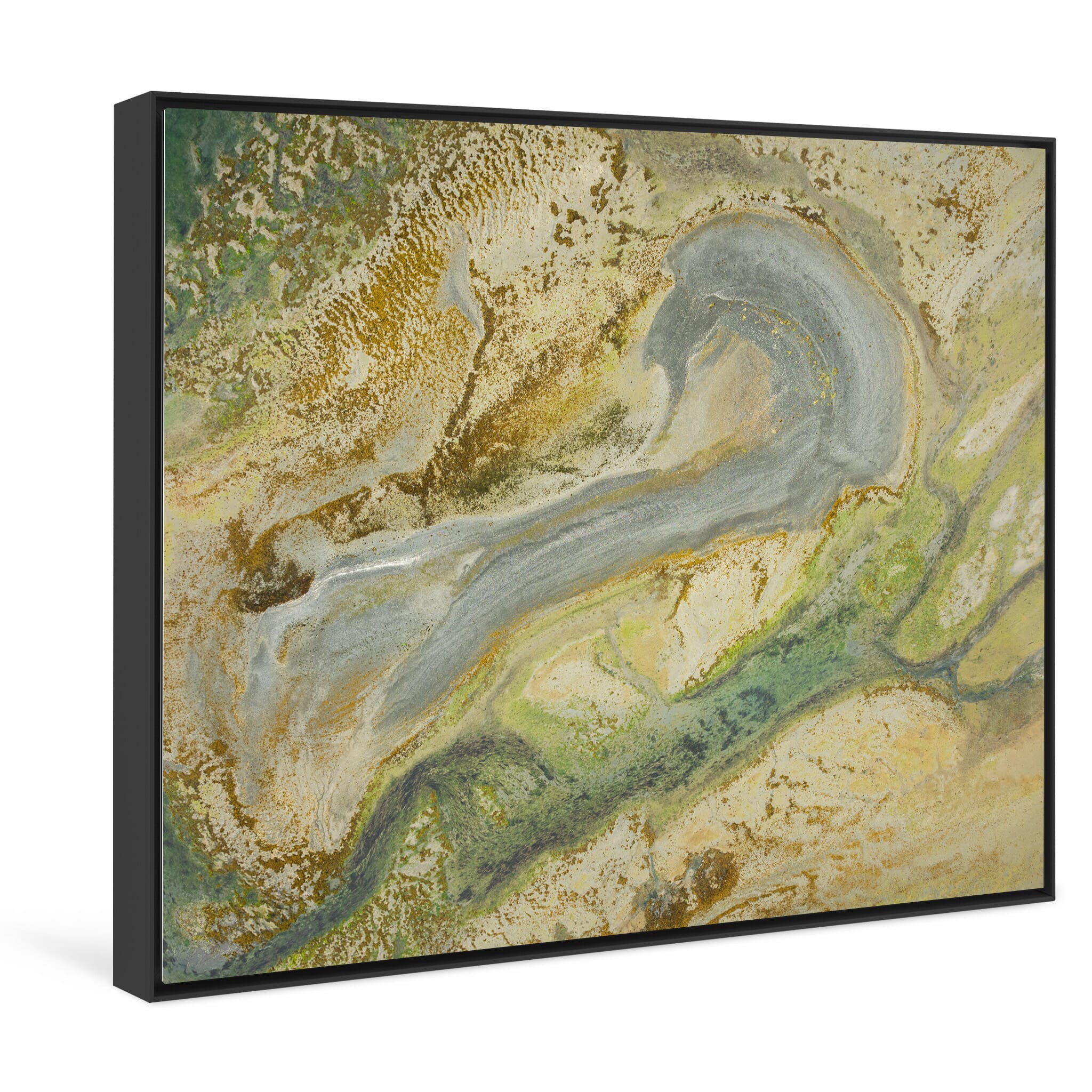 Framed photo print of shifting water channels along the Kenai Peninsula