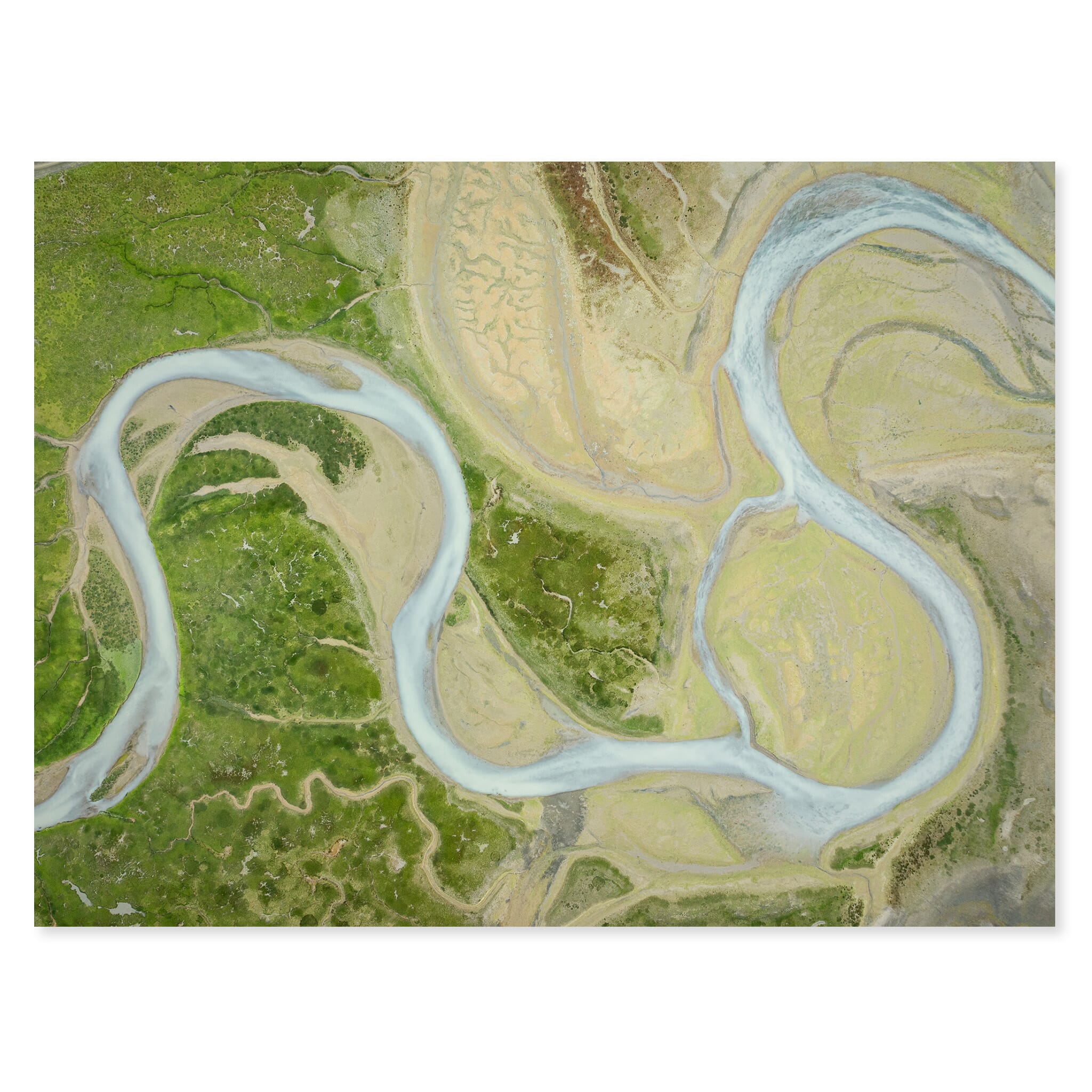 Fine art print of Alaska’s intertidal zones with abstract tidal patterns and textures