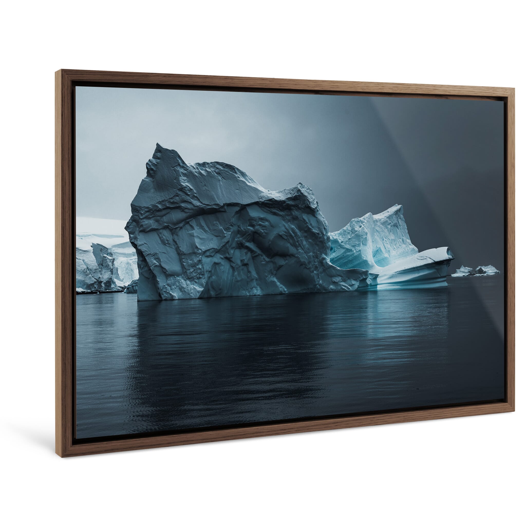 Framed photo print of smooth and jagged ice surfaces in Antarctica