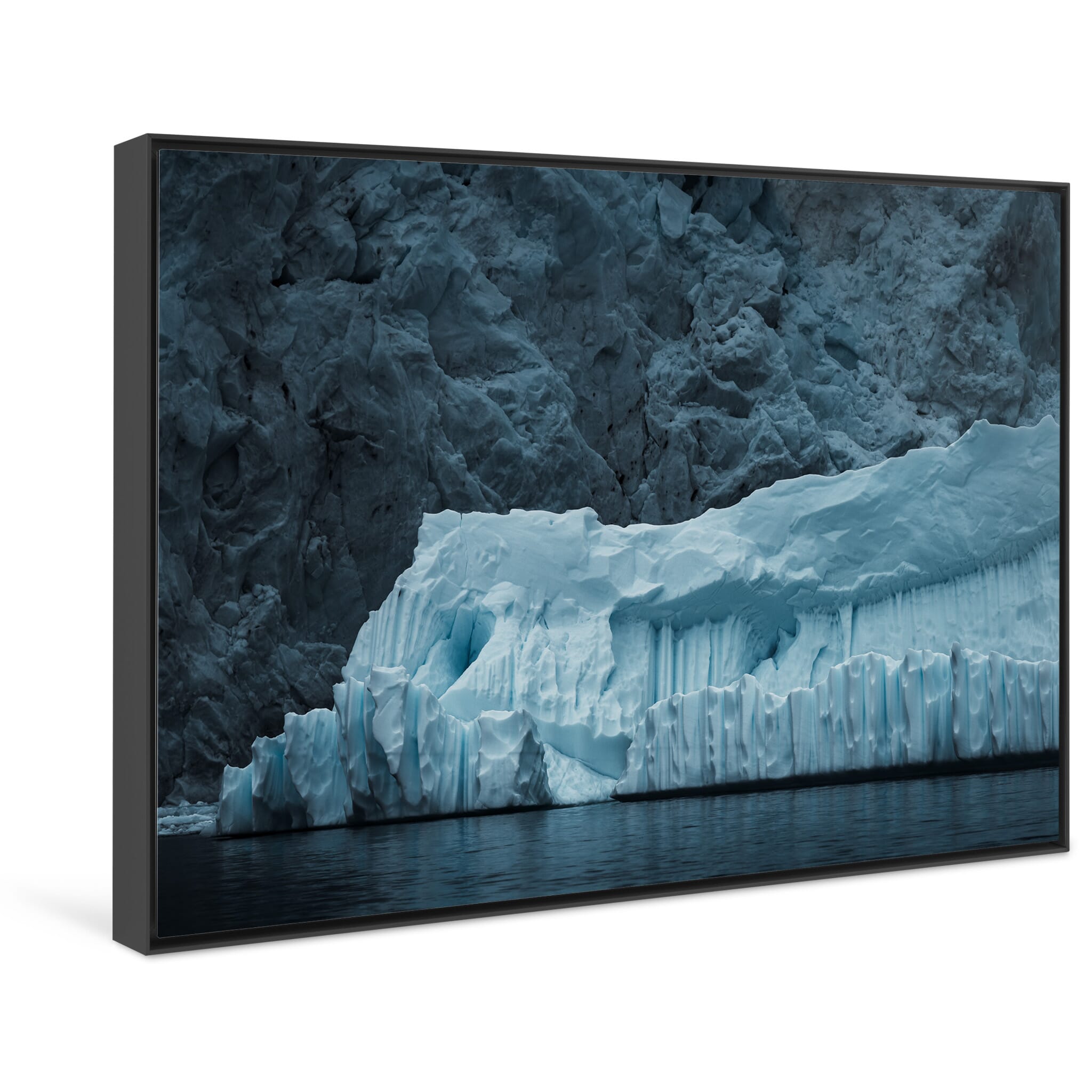 Framed photo print of dynamic iceberg surfaces in the Gerlache Strait