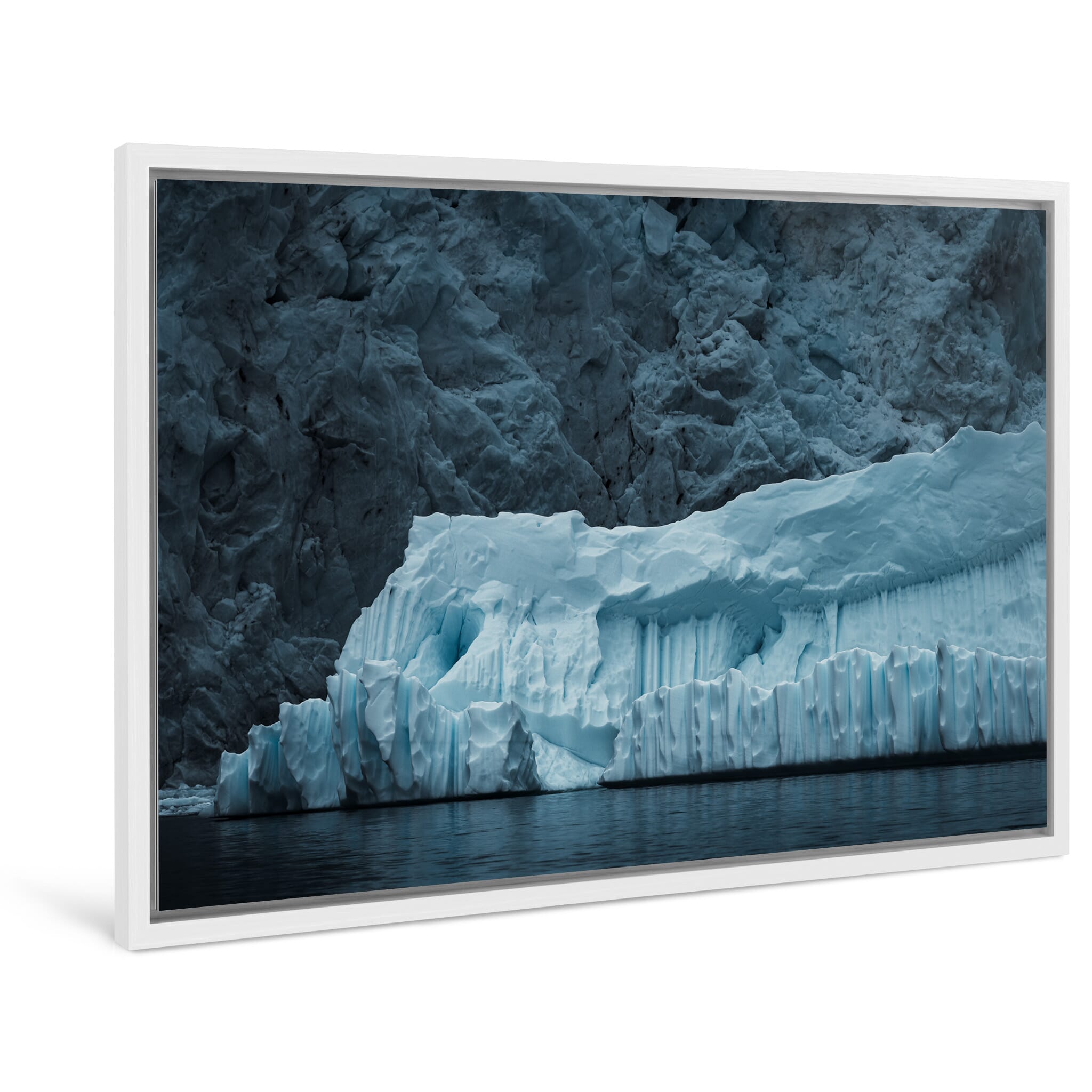 Framed photo print of unique shapes formed by wind and water in Antarctica