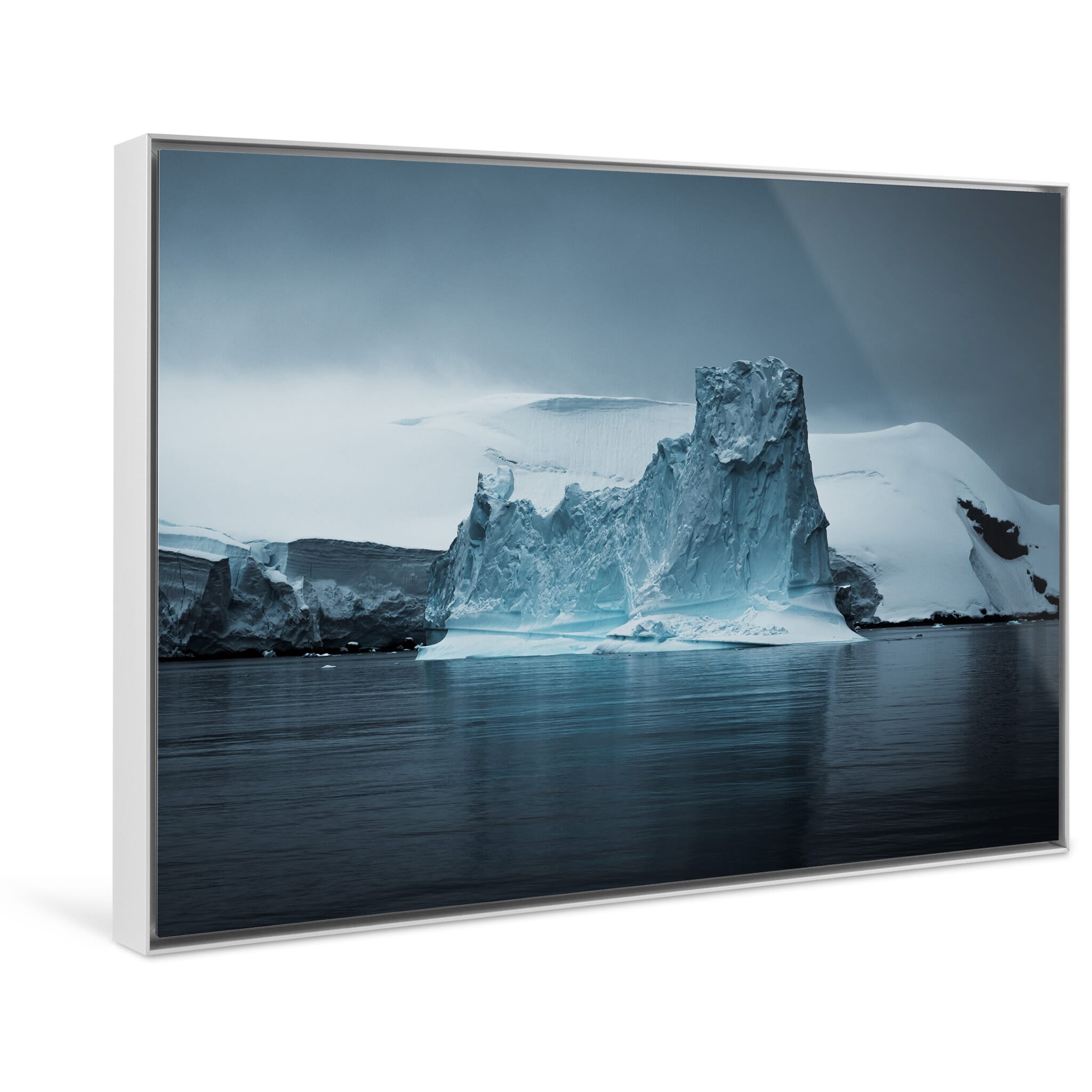 Framed photo print of contrasting ice shapes highlighting Antarctica’s rugged beauty