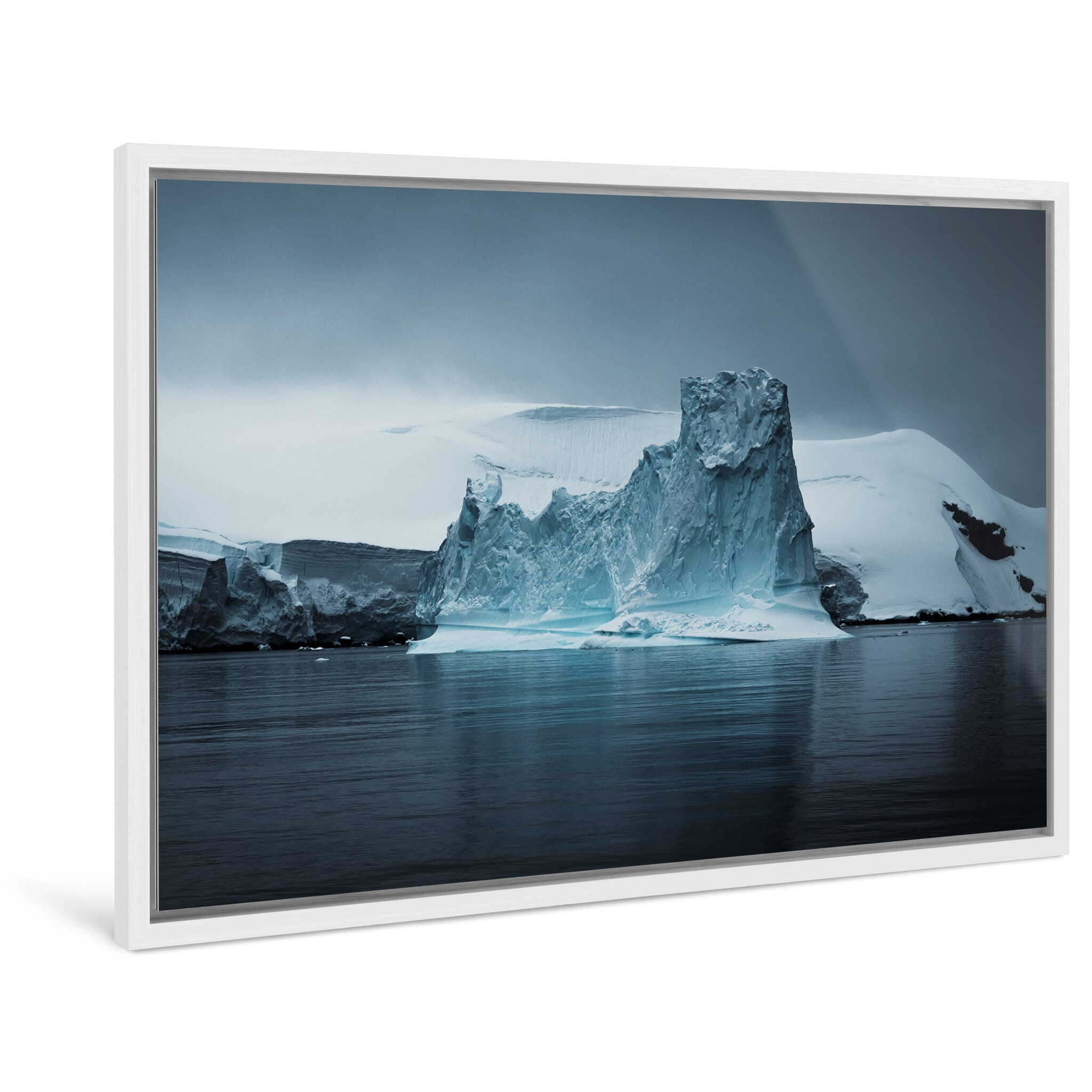 Framed photo print of carved ice channels revealing diverse textures