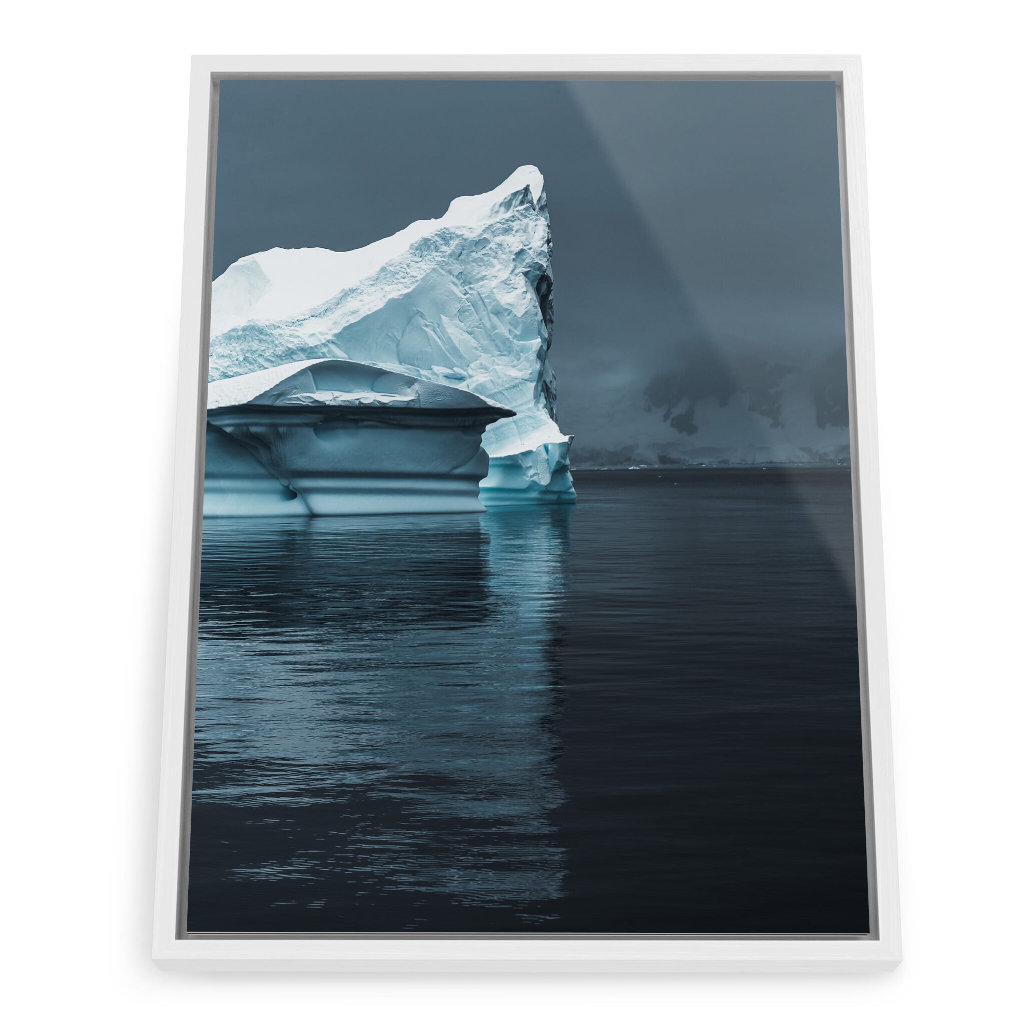 Framed photo print of ridged ice formation floating in Antarctic sea
