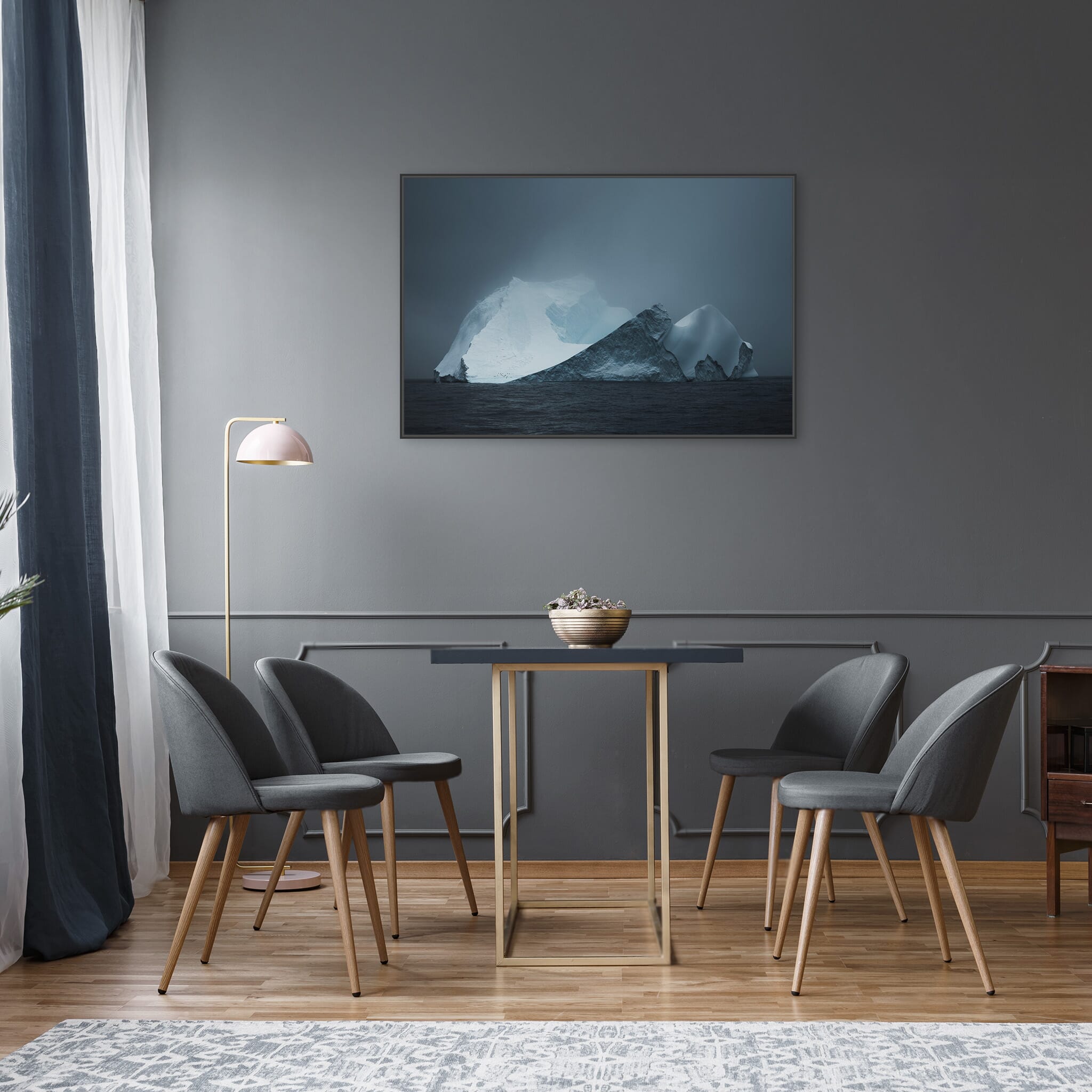 Modern room with framed landscape photography by Jan Erik Waider