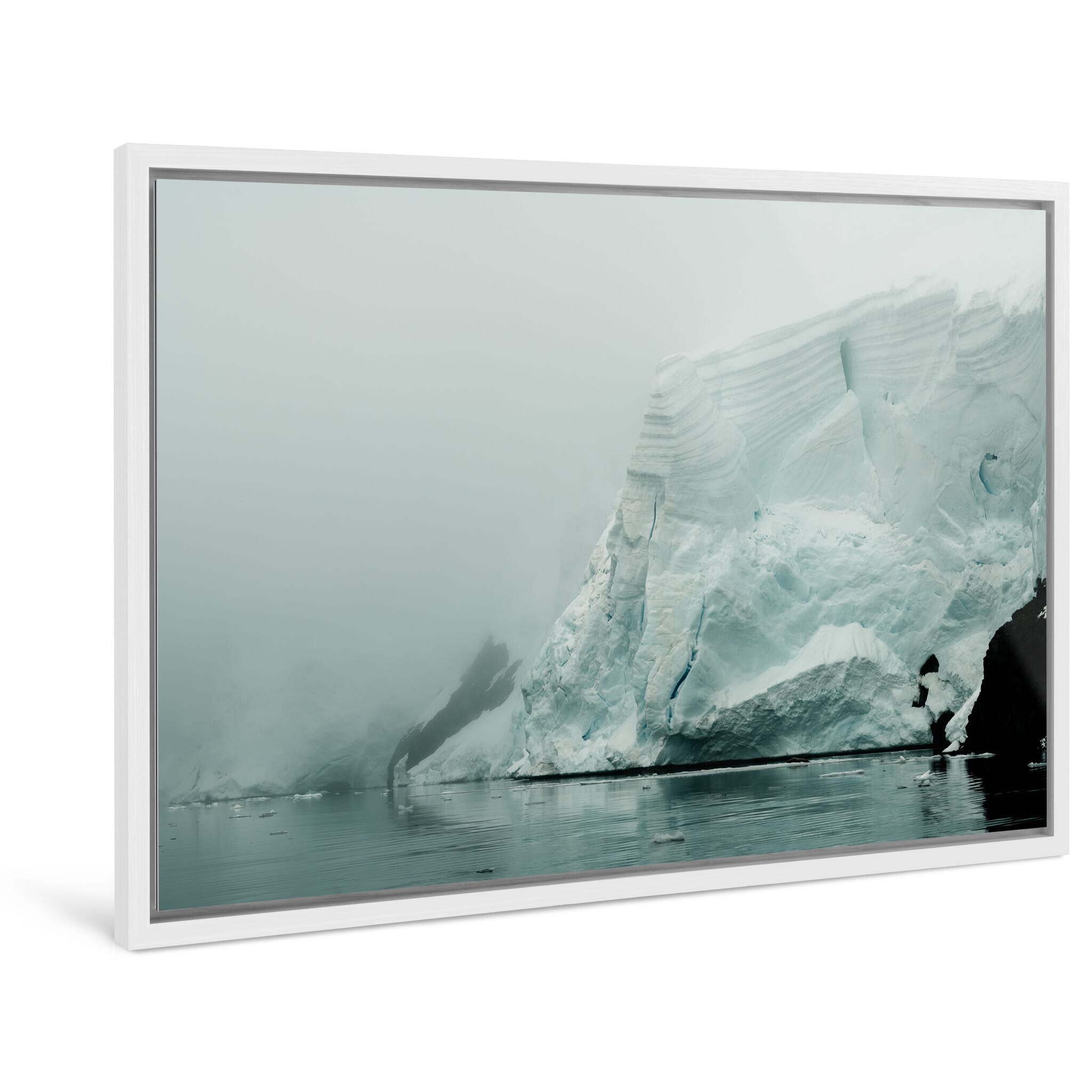 Framed photo print of a large iceberg with moody atmosphere near Melchior Islands