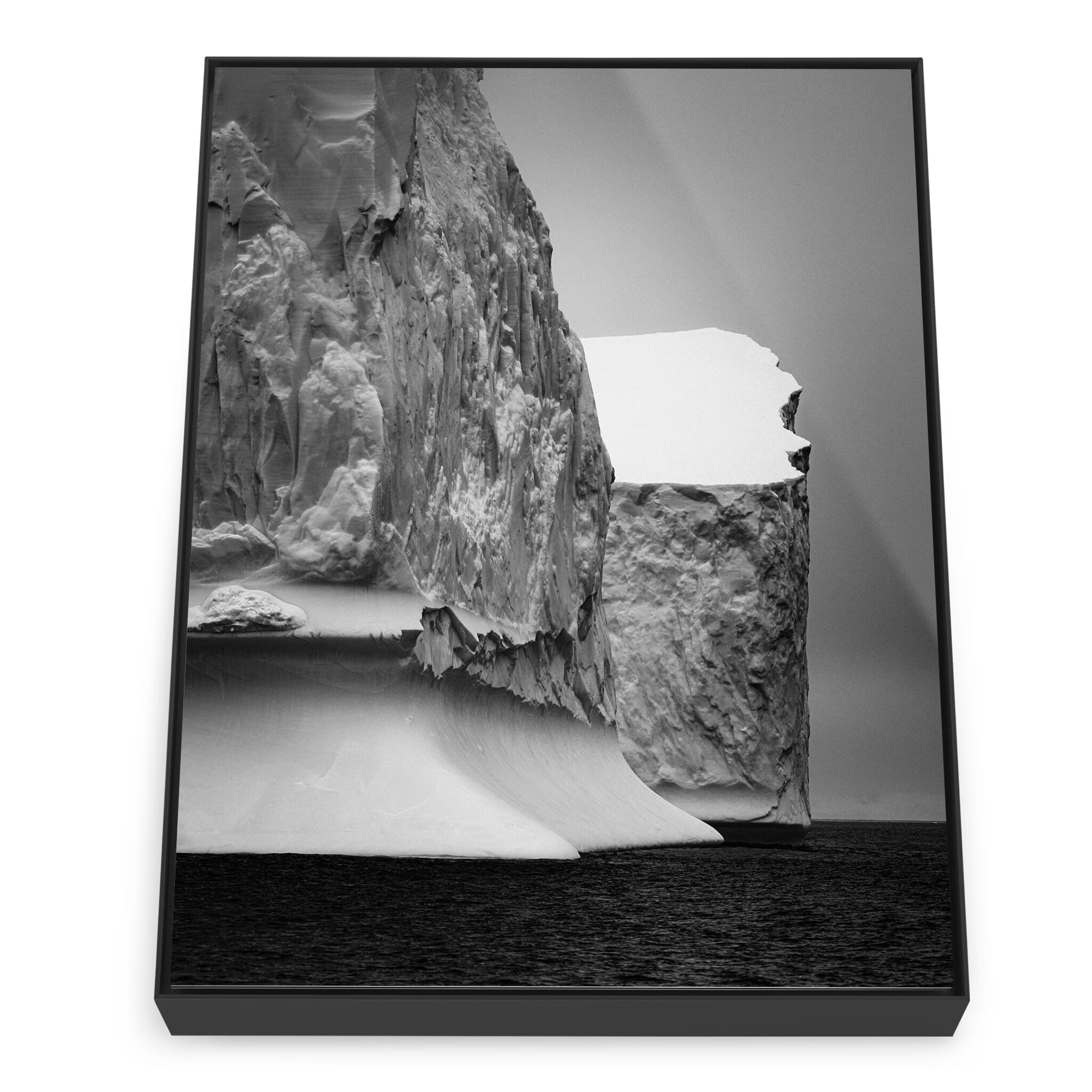 Framed photo print of glacial structures shaped by wind and cold