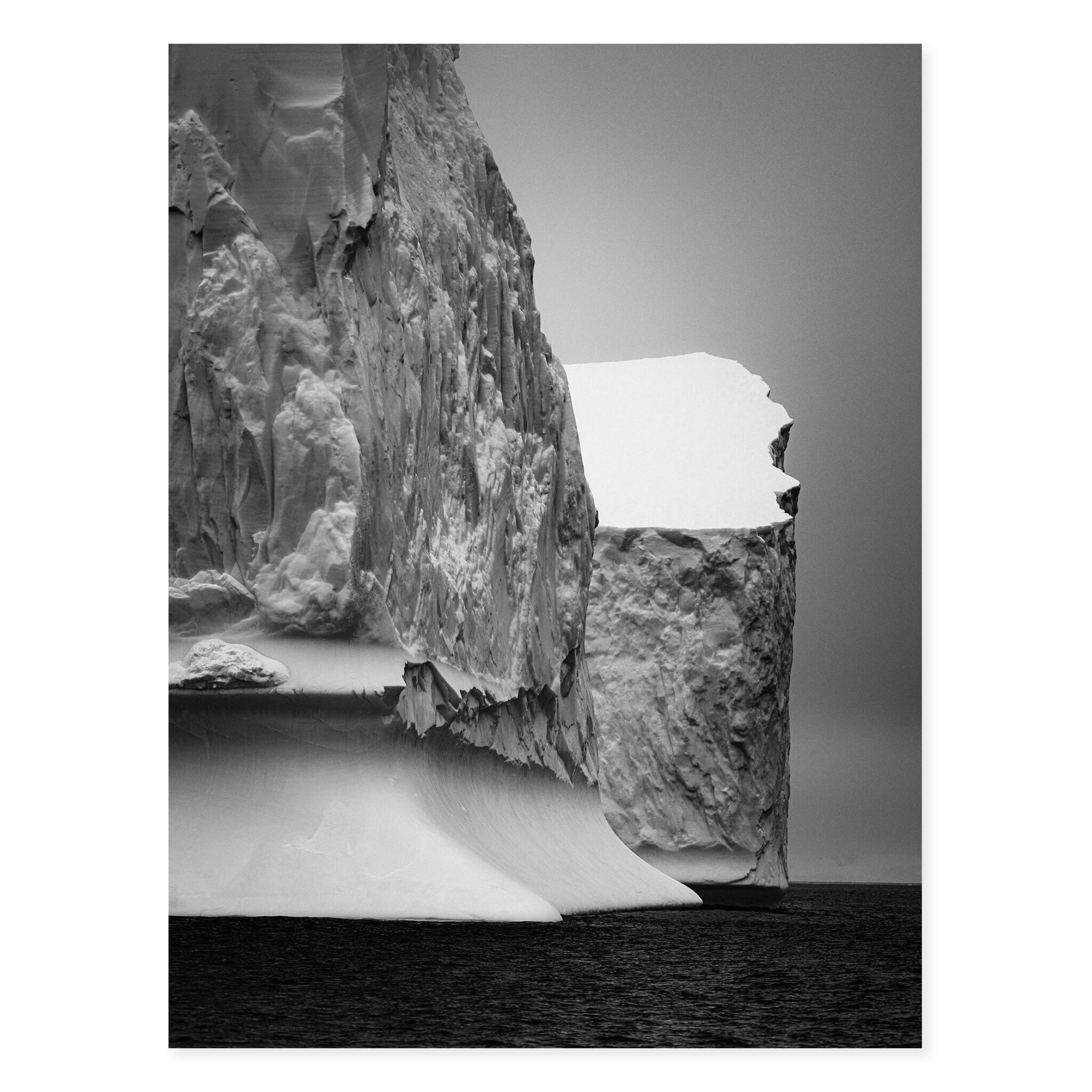 Fine art print of black and white iceberg formations in Antarctica