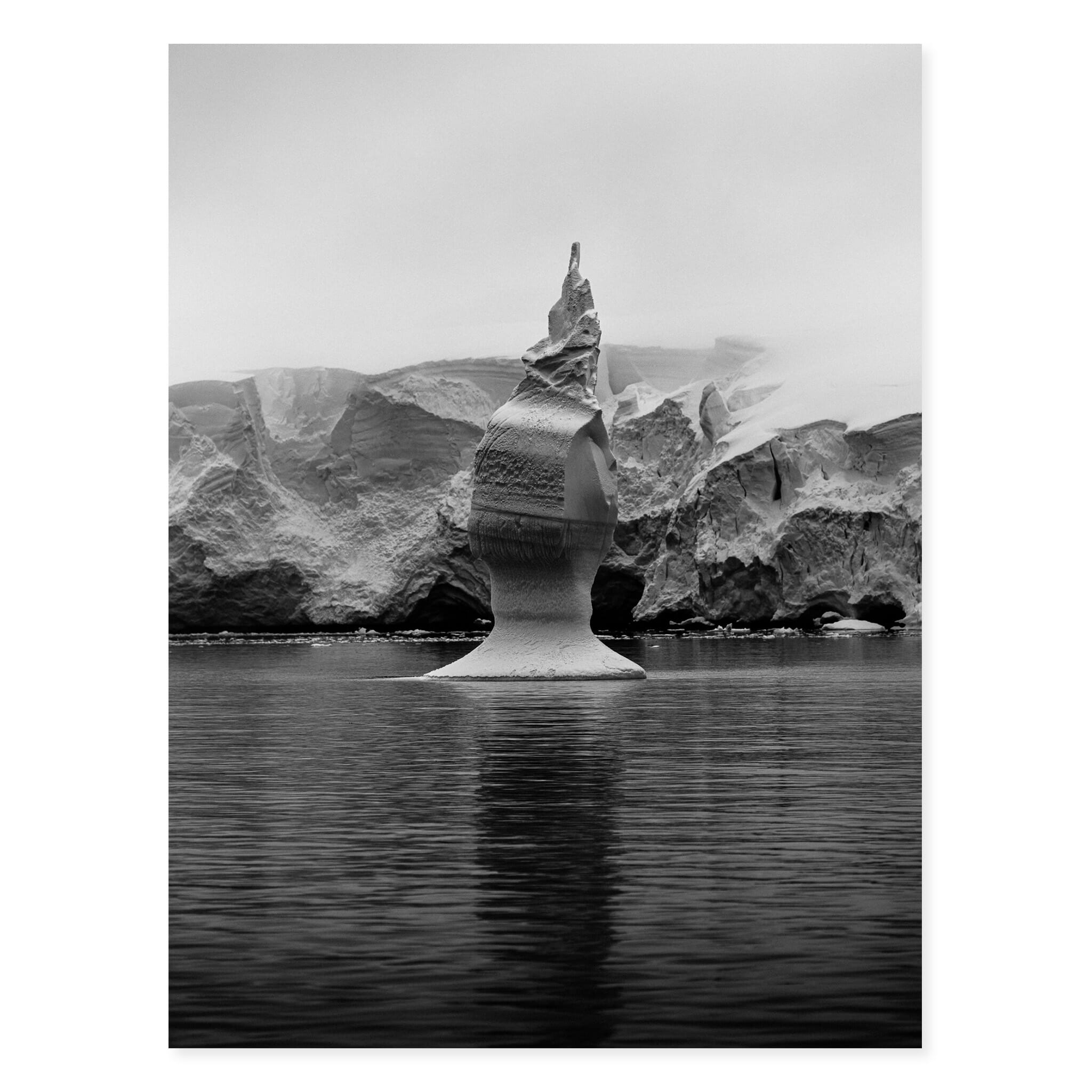 Fine art print of black and white iceberg formations in Antarctica