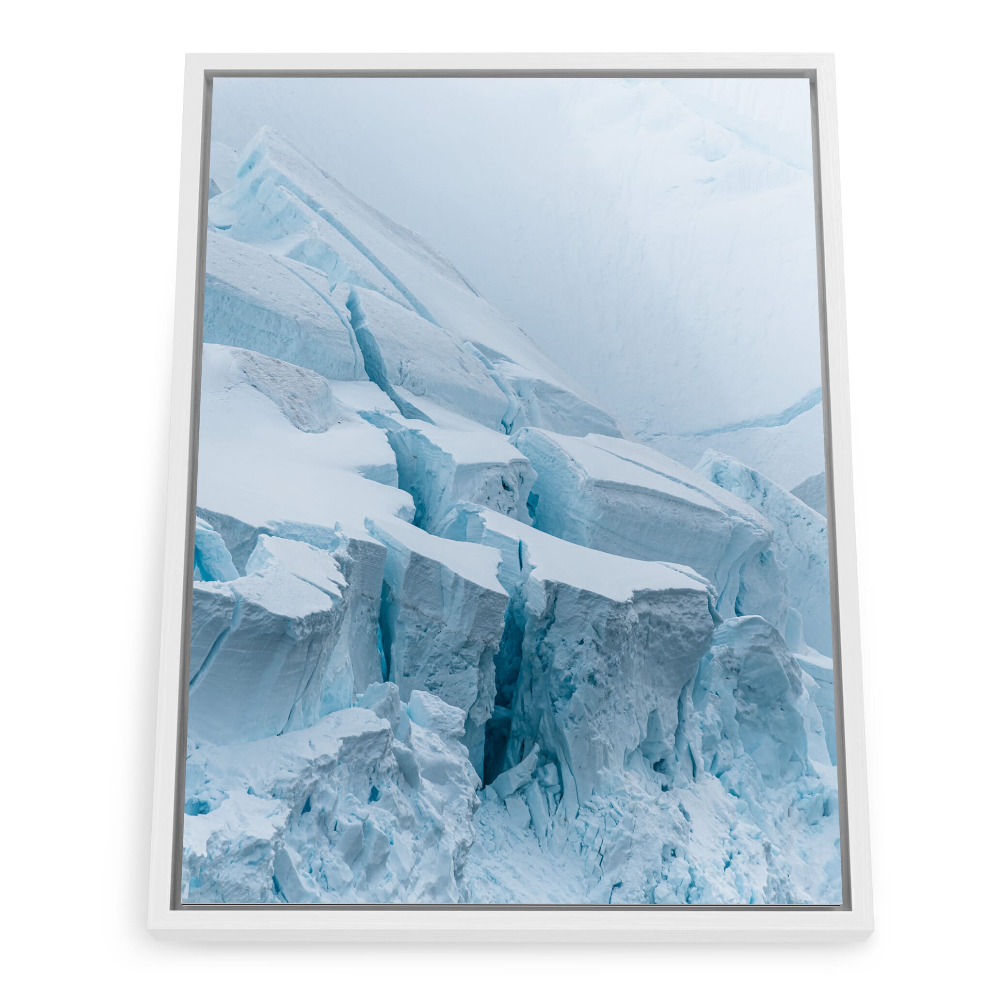 Framed photo print of sculpted ice forms shaped by pressure and time