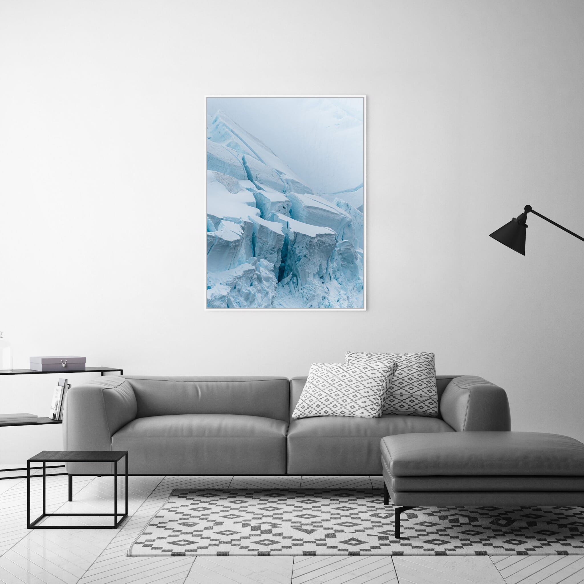 Modern room with framed landscape photography by Jan Erik Waider