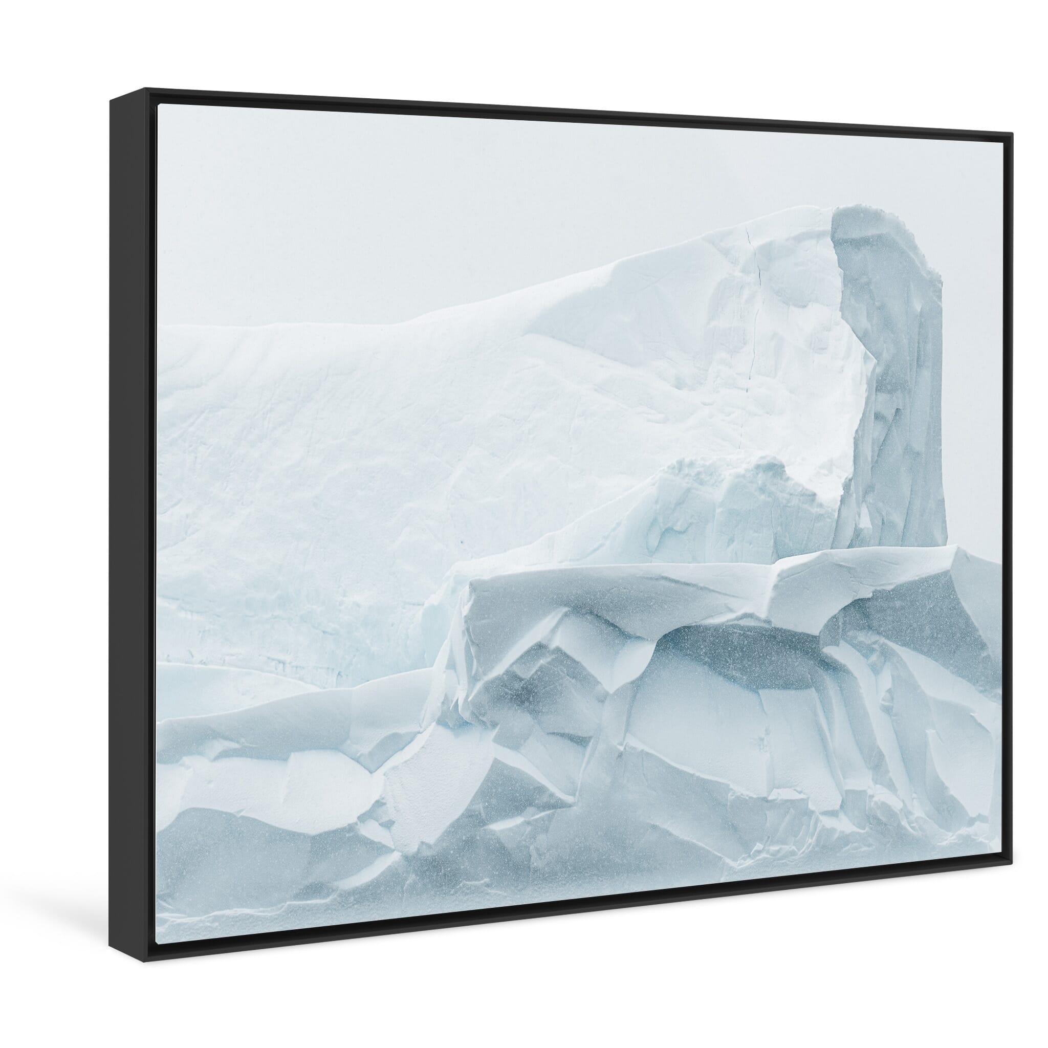 Framed photo print of sunlit glacier details in a timeless polar setting