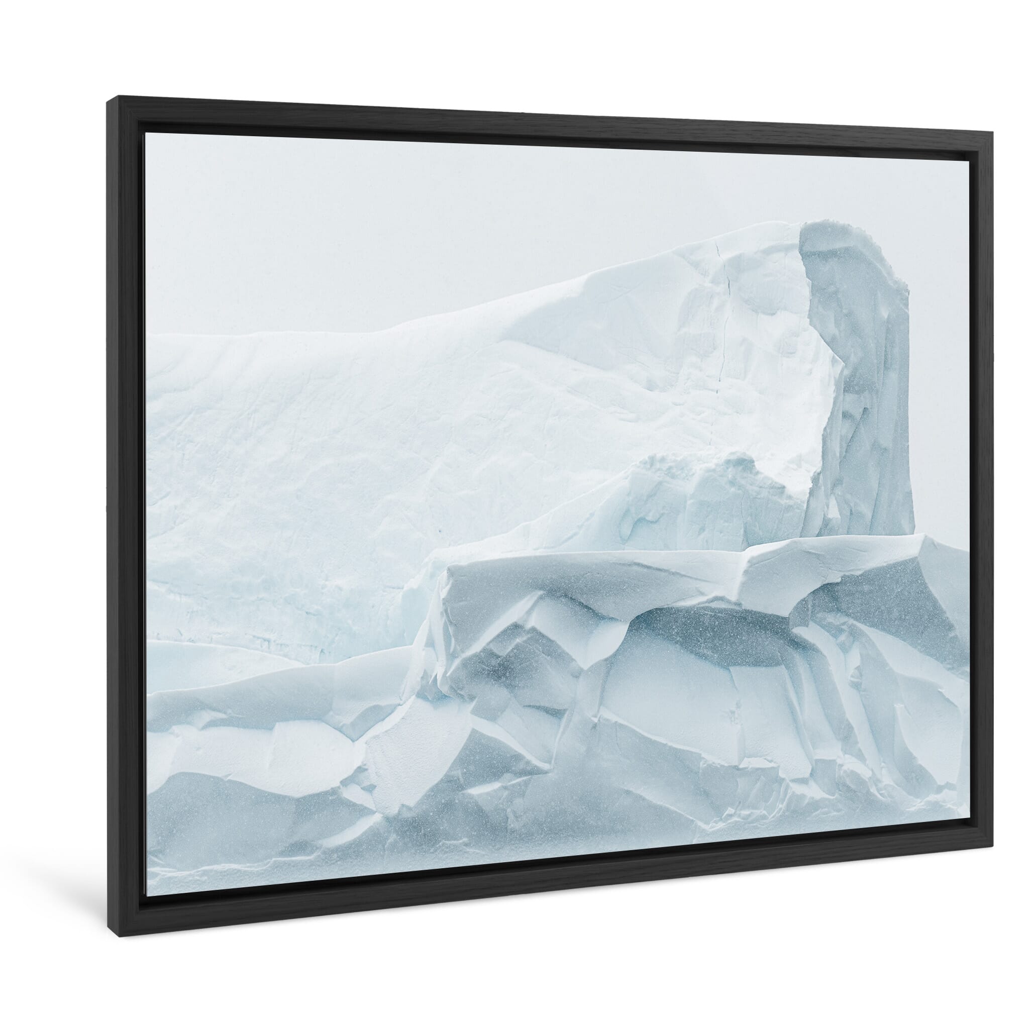 Framed photo print of bright Antarctic glacier under direct sunlight