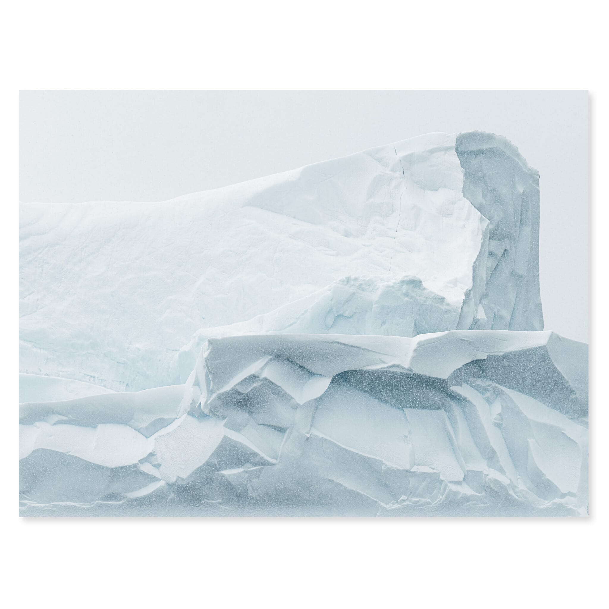 Fine art print of a monochrome glacier landscape with intricate ice textures