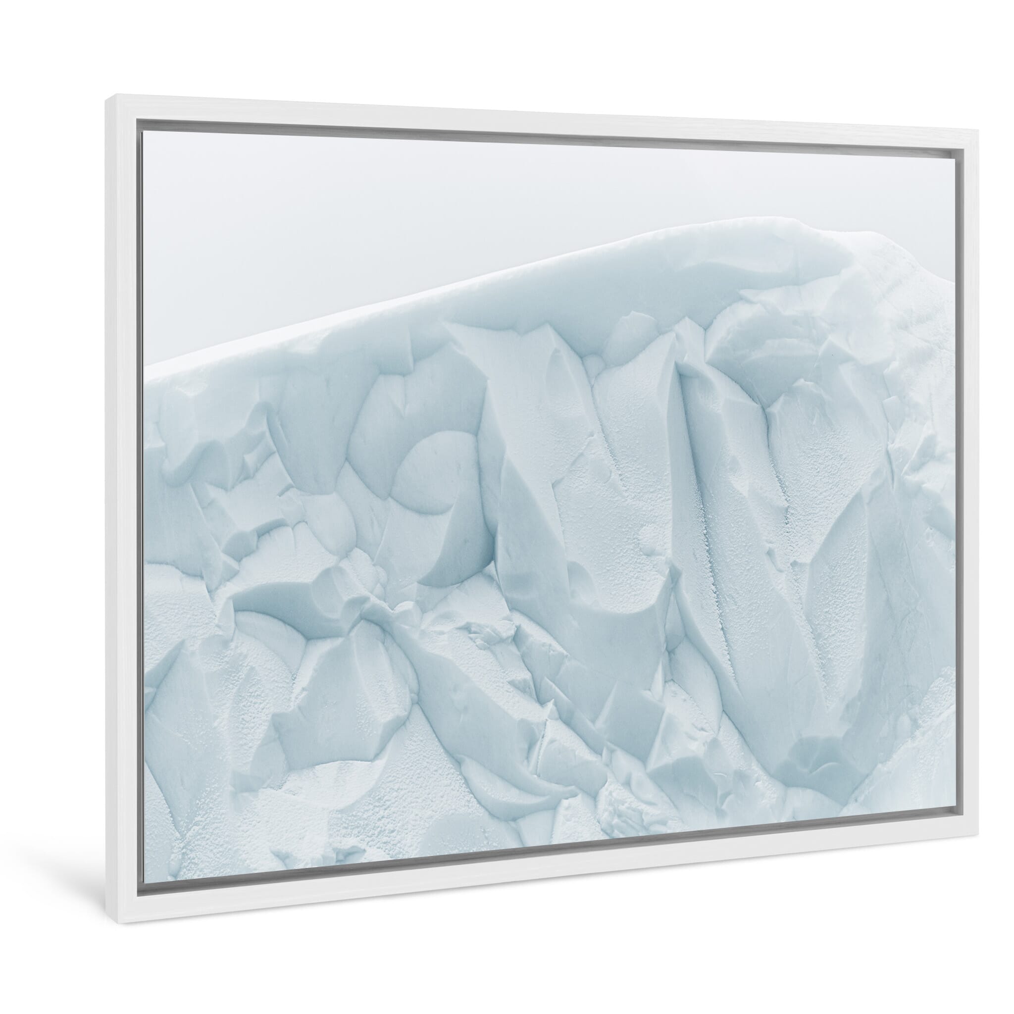 Framed photo print of serene glacier surface with soft, reflective light