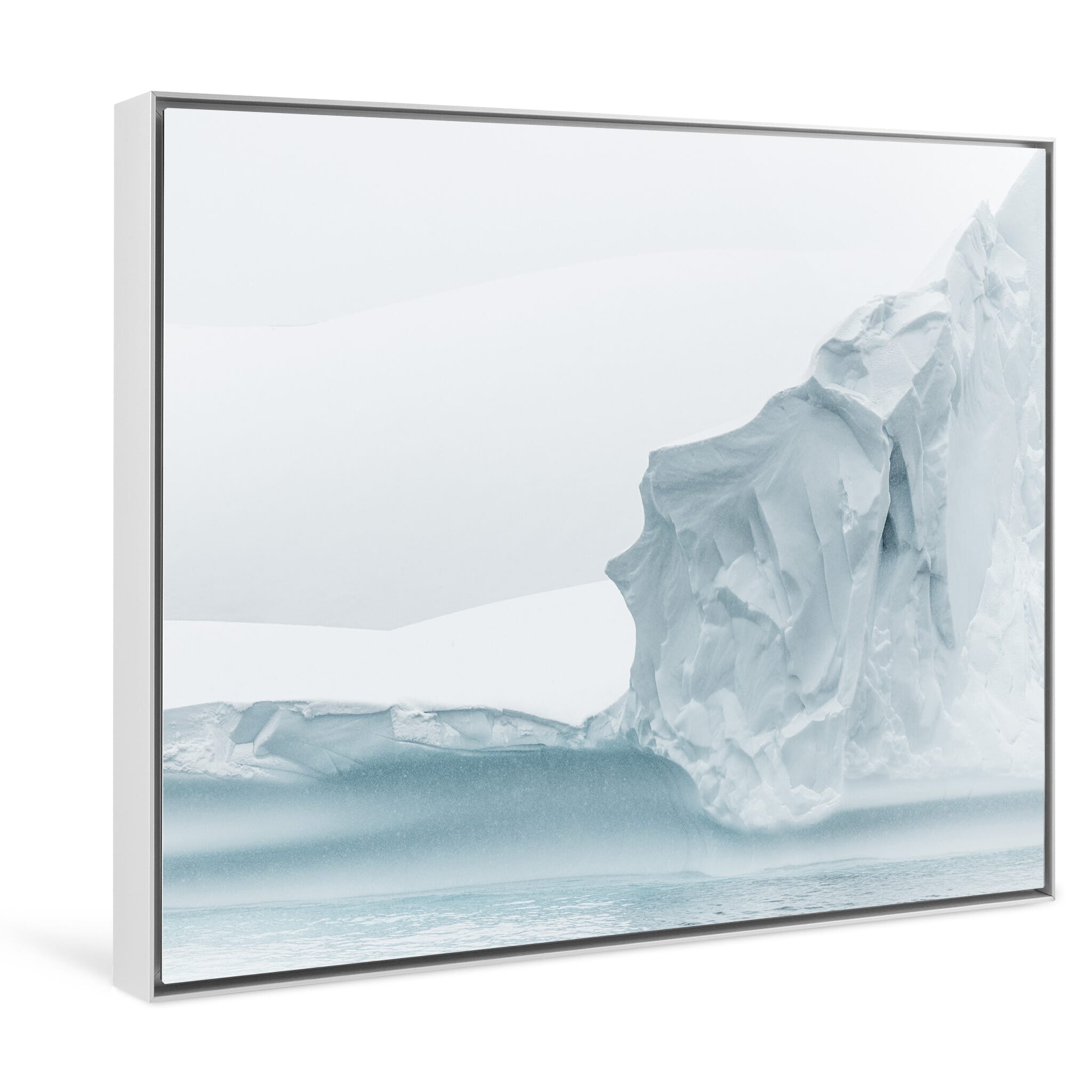 Framed photo print of subtle glacier structure with washed-out highlights