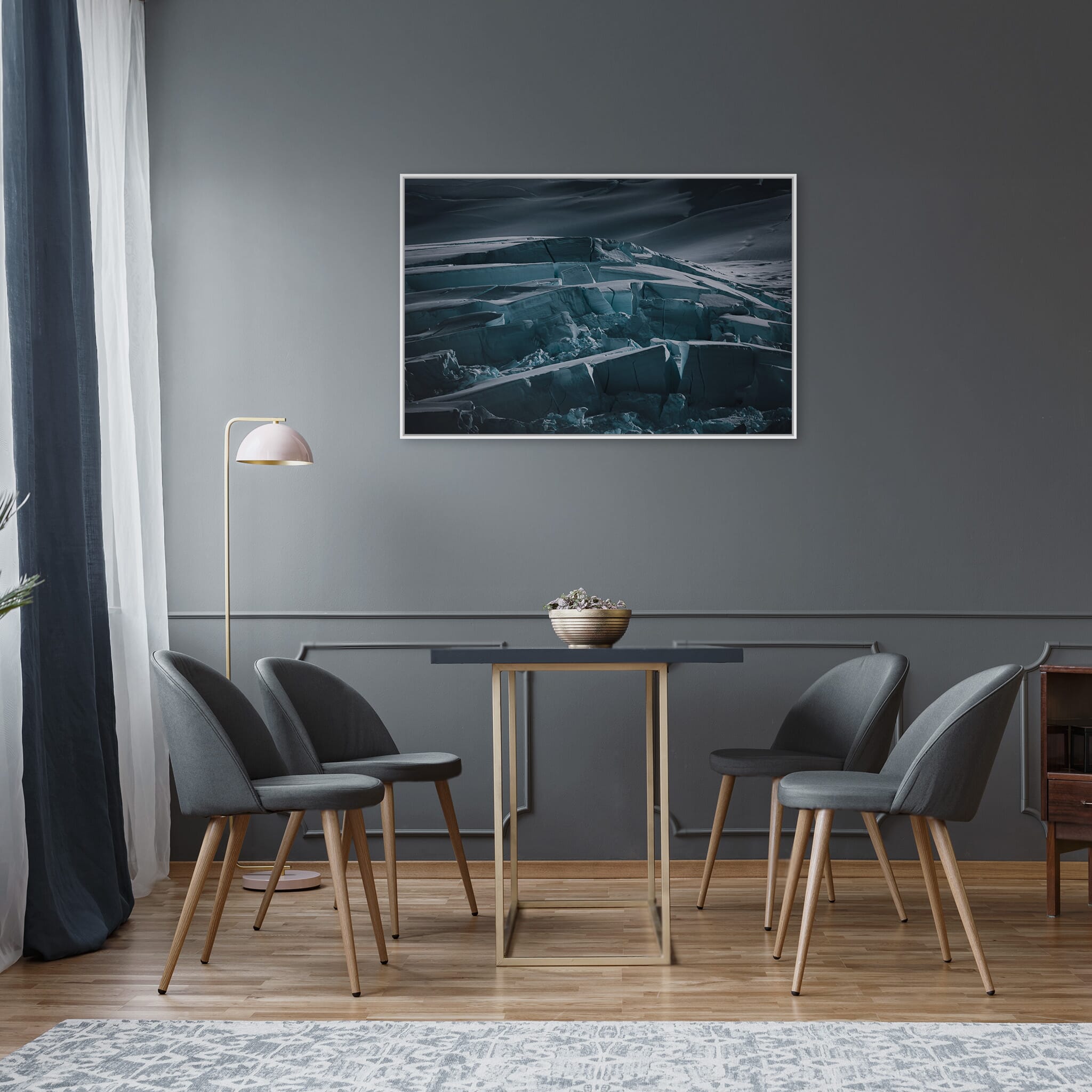 Modern room with framed landscape photography by Jan Erik Waider