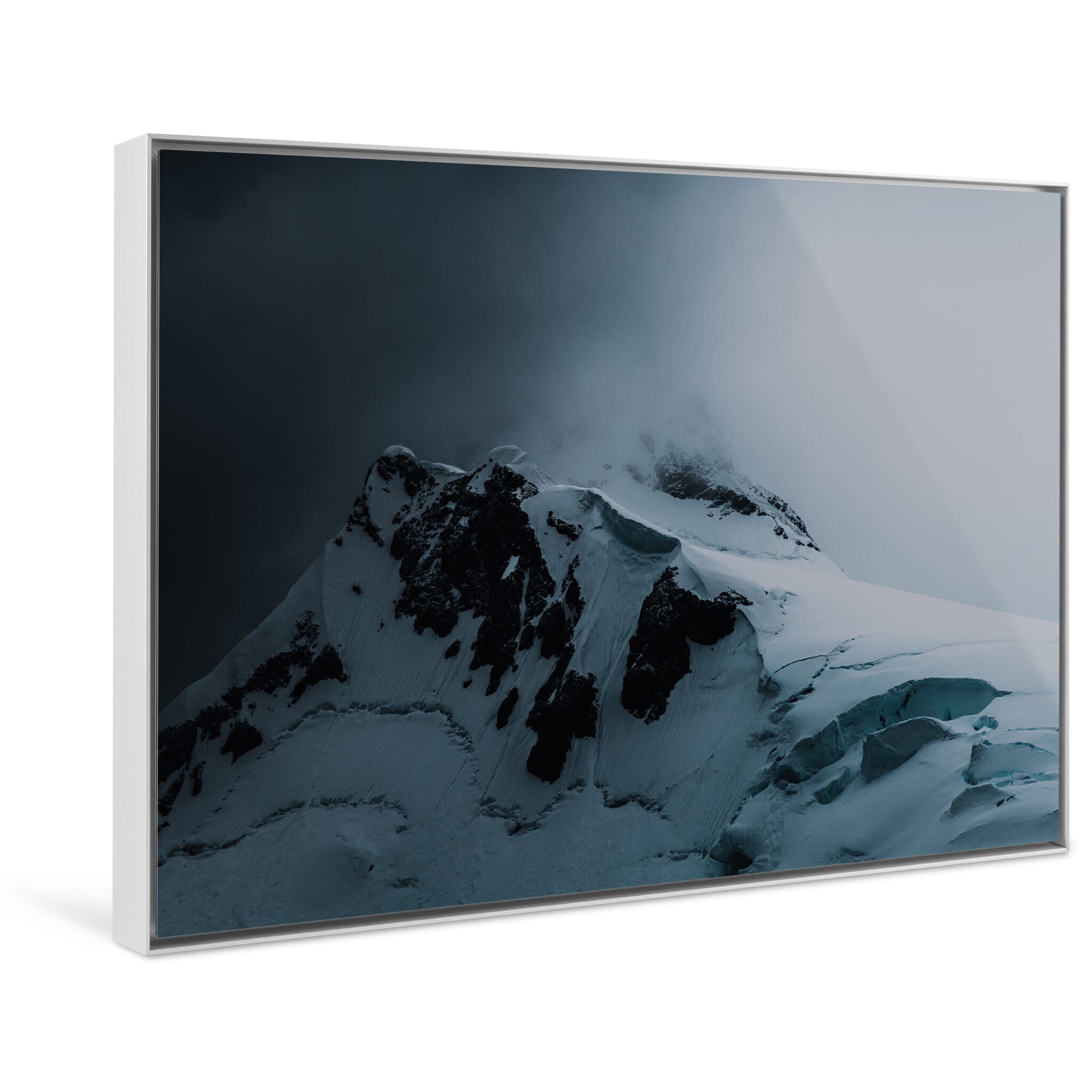 Framed photo print of contrasting rock and ice revealing the region’s raw power