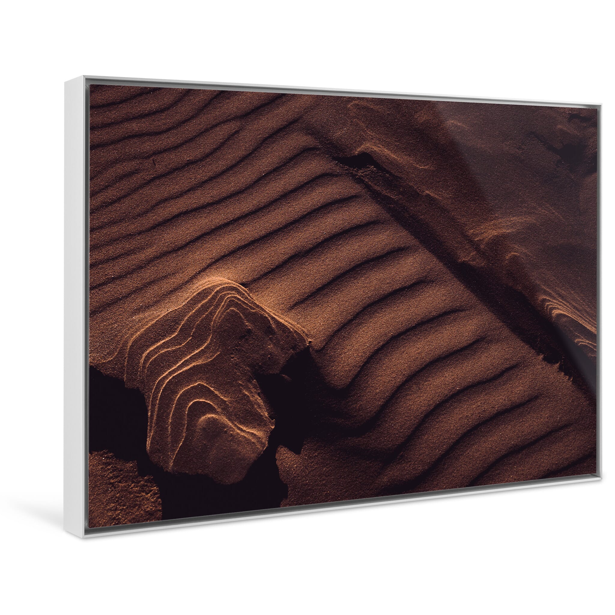 Framed photo print of quiet beach details shaped by nature