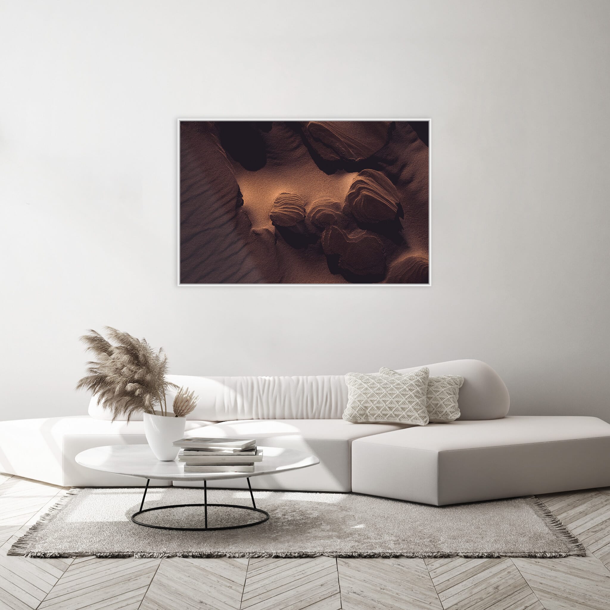 Modern room with framed landscape photography by Jan Erik Waider