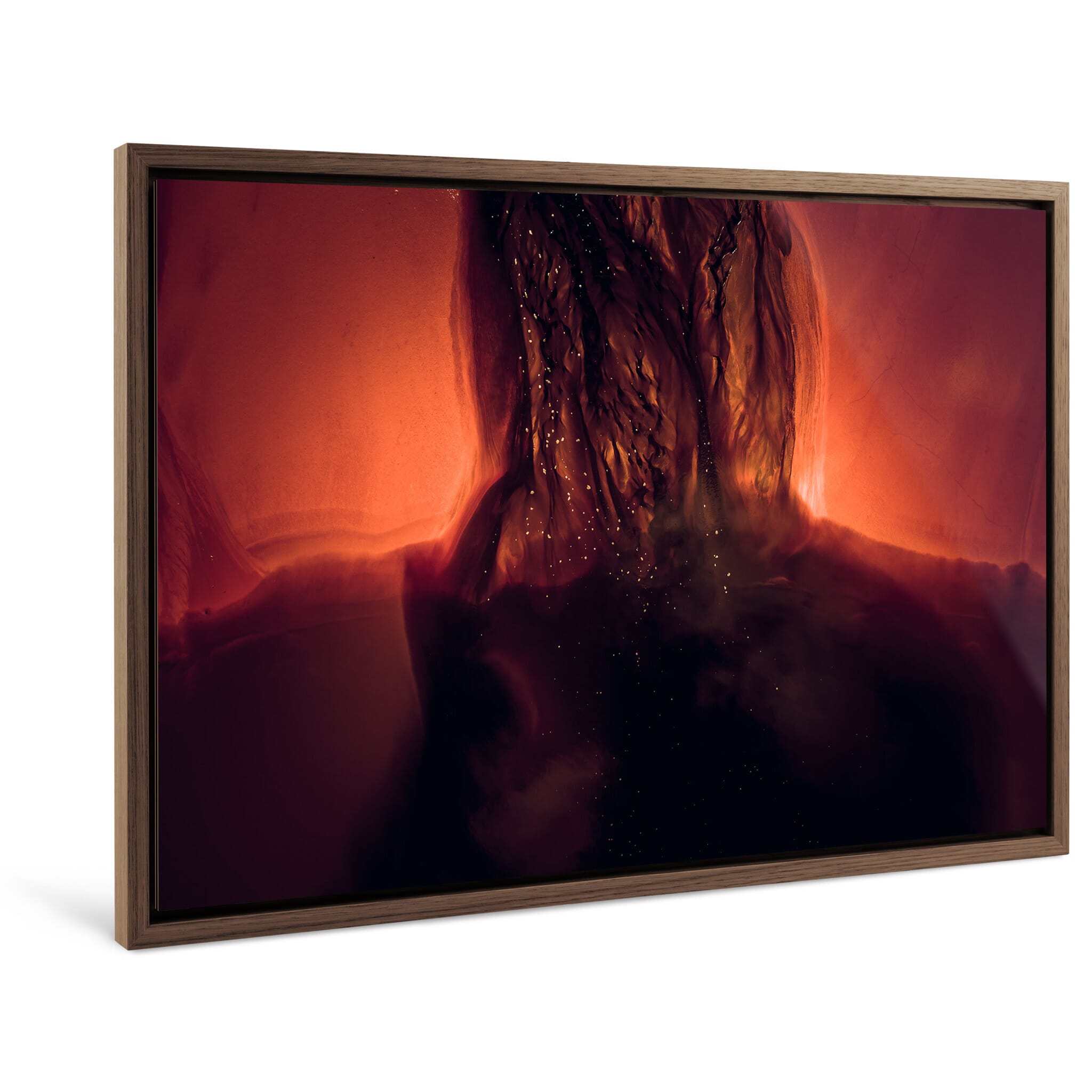 Framed photo print of soft red tones capturing a newly transformed planet