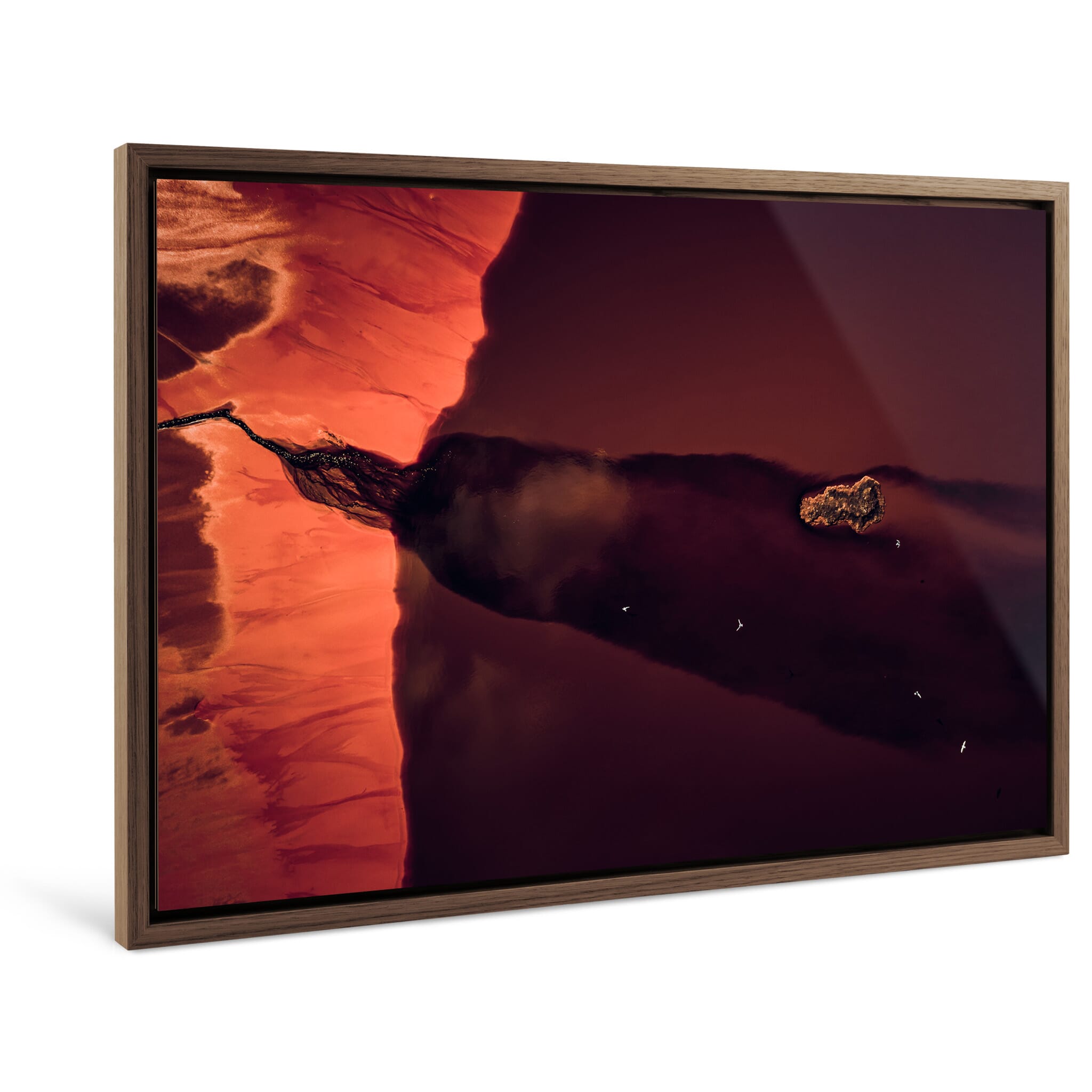Framed photo print of red desert terrain reimagined for human life