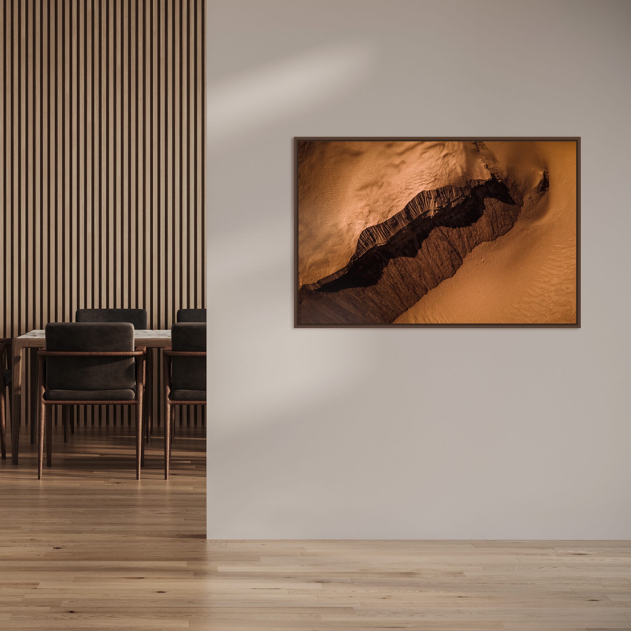 Modern room with framed landscape photography by Jan Erik Waider