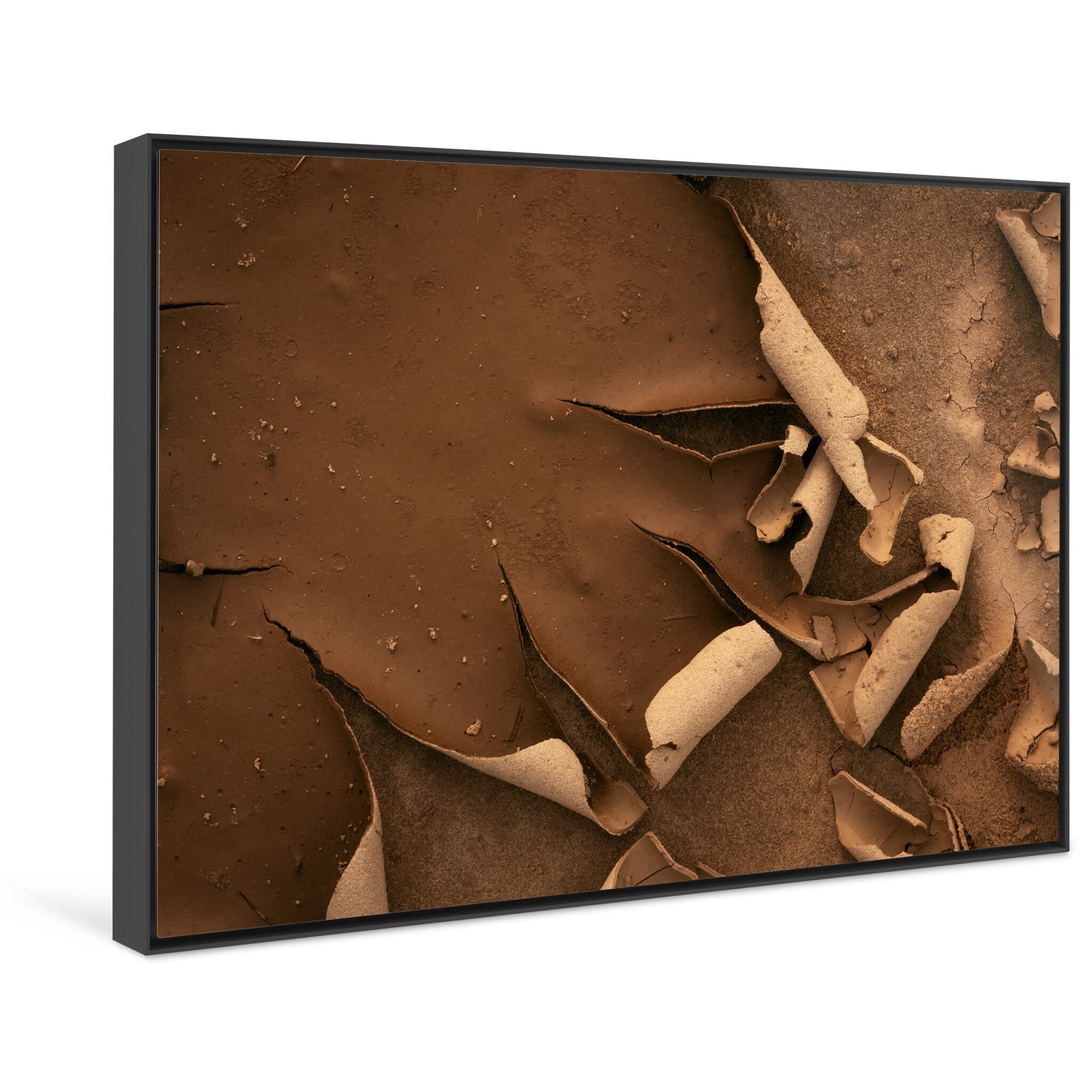 Framed photo print of abstract mud patterns with artistic resemblance