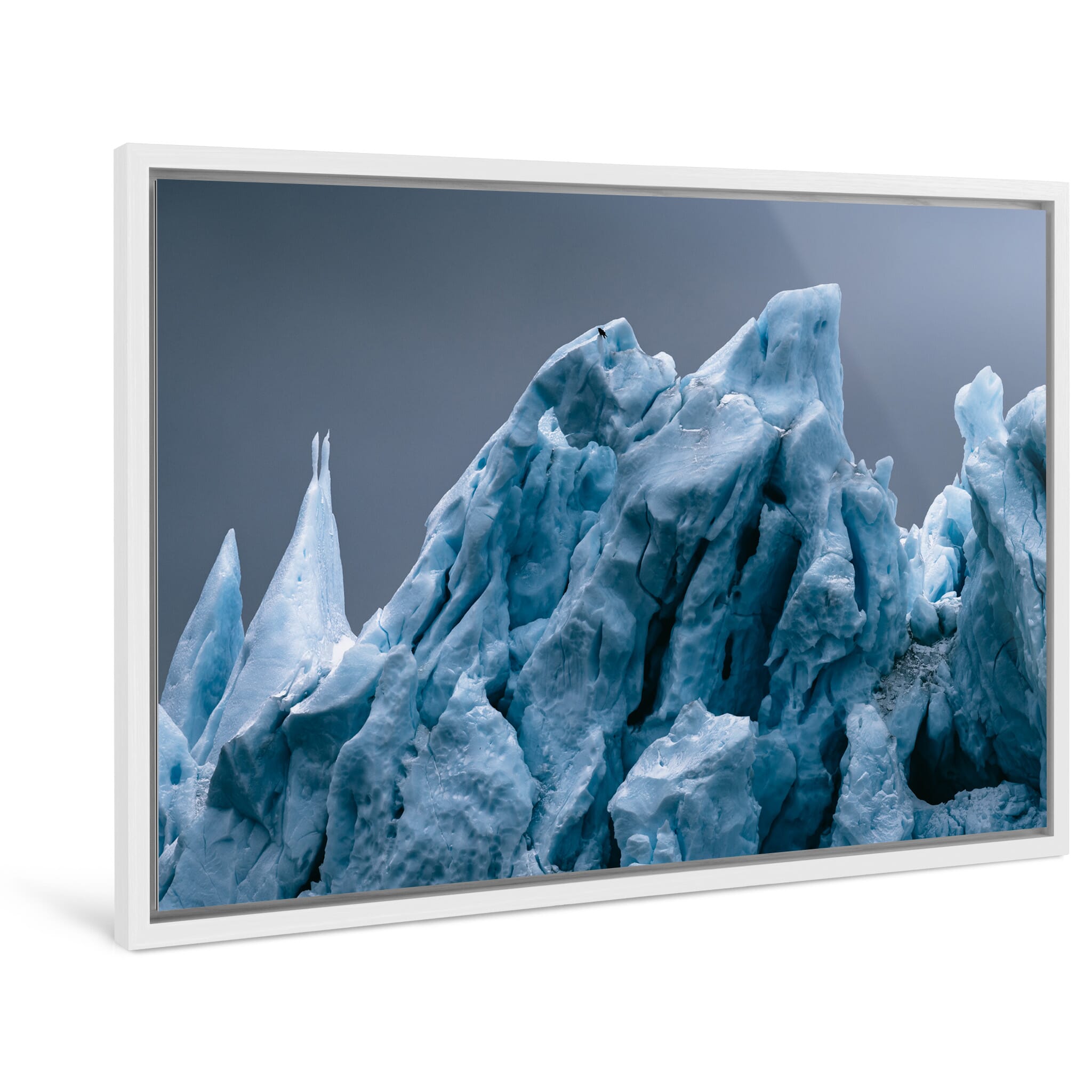 Framed photo print of close-up glacial textures and snow patches