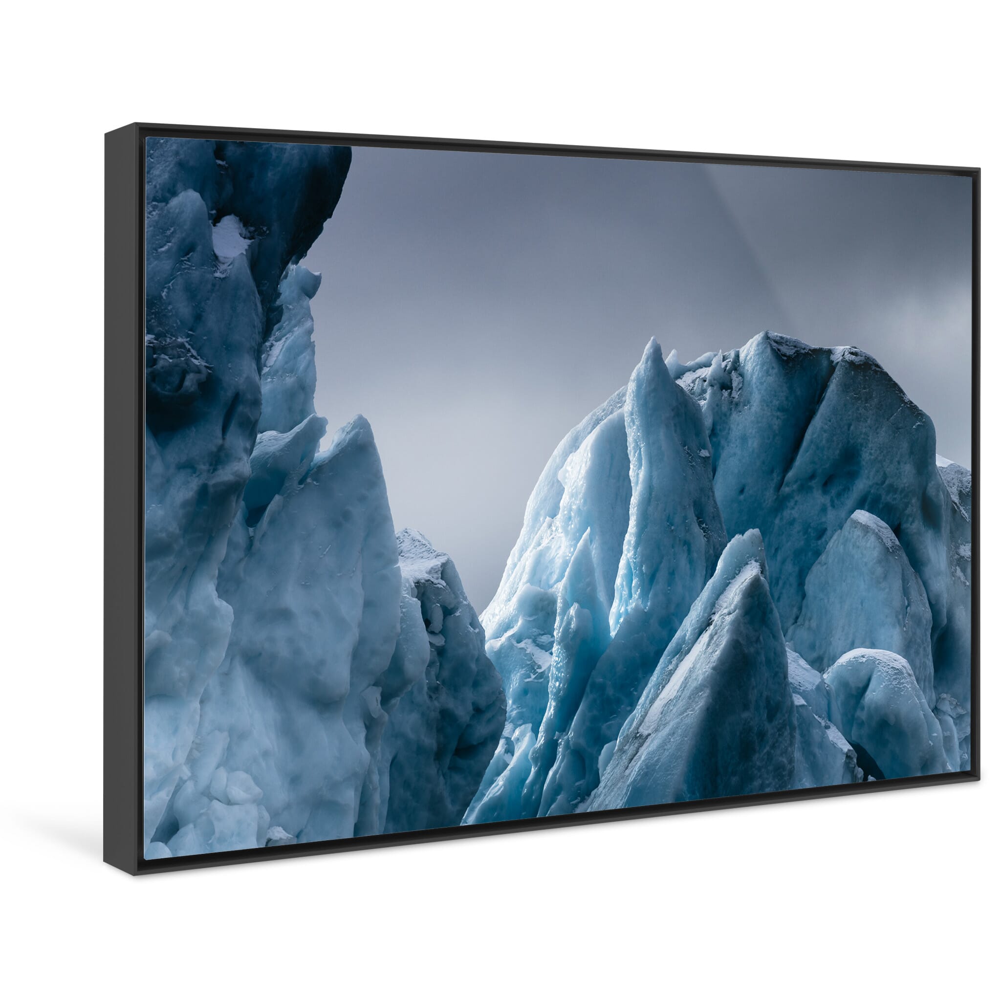 Framed photo print of frozen landscape detail in subdued light