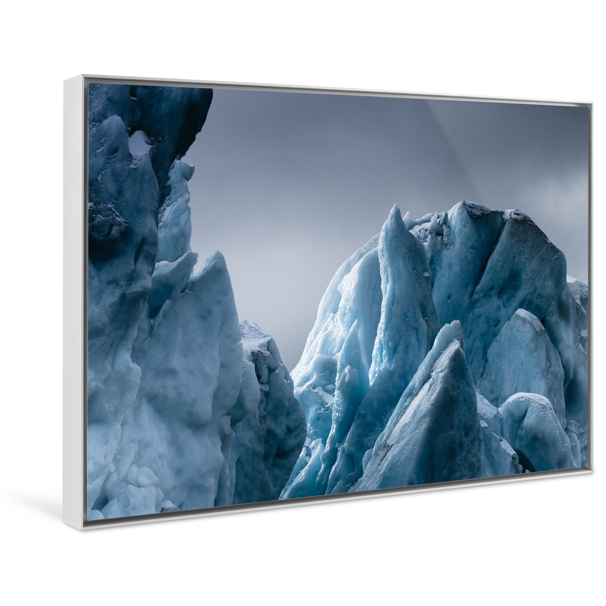 Framed photo print of glacial shapes and shadows from Disko Bay