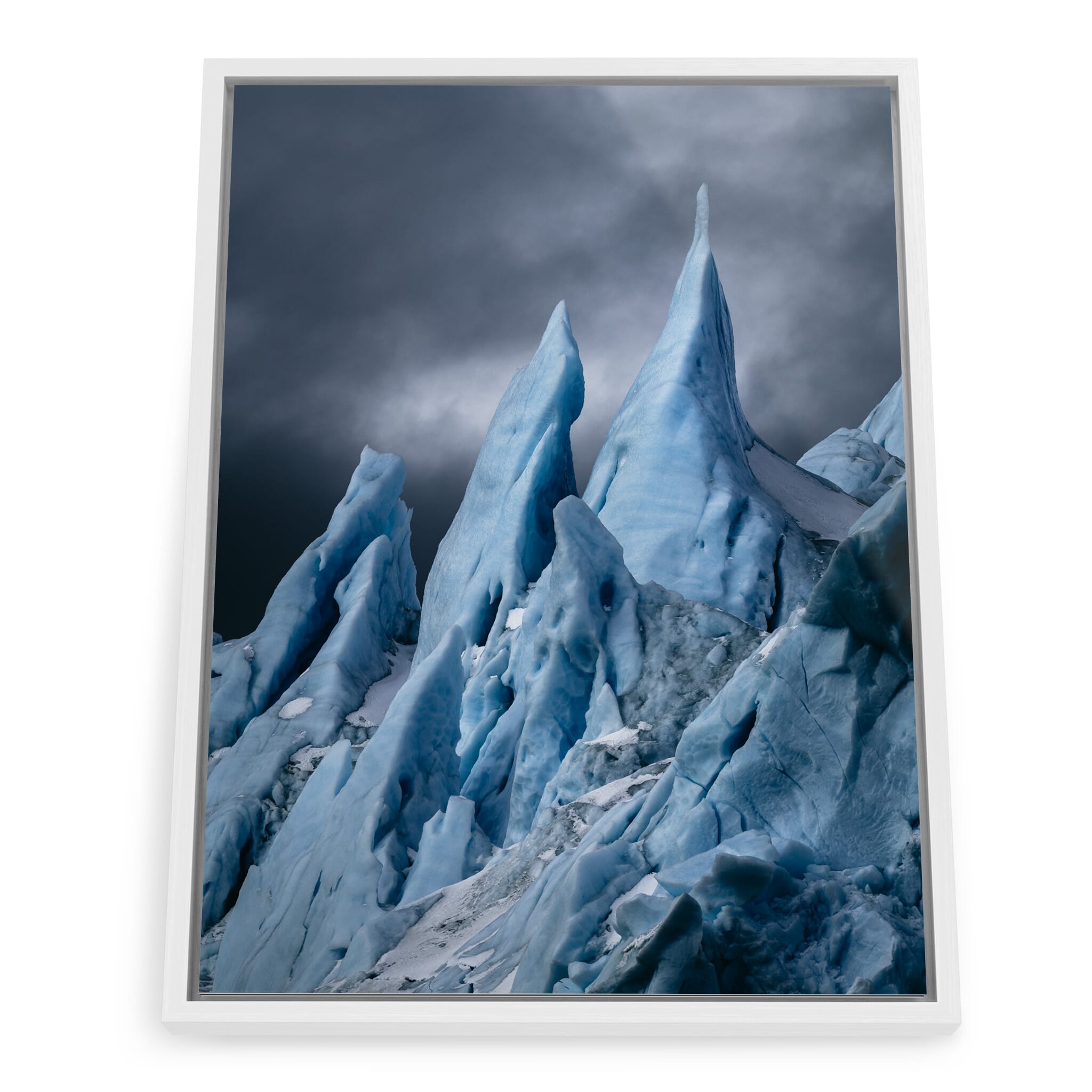Framed photo print of sculptural glacial ice in Disko Bay