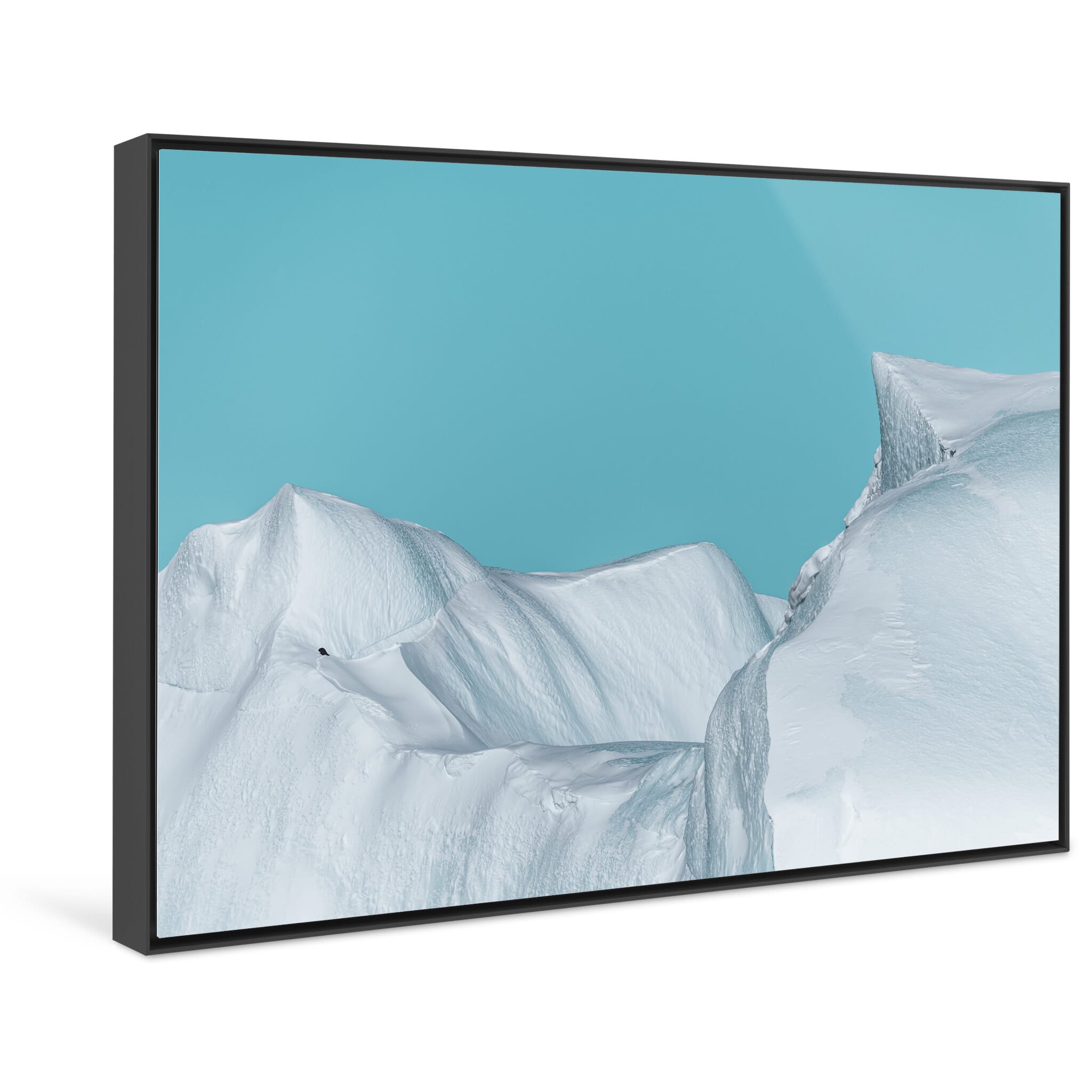 Framed photo print of arctic ice formation in soft blue tones