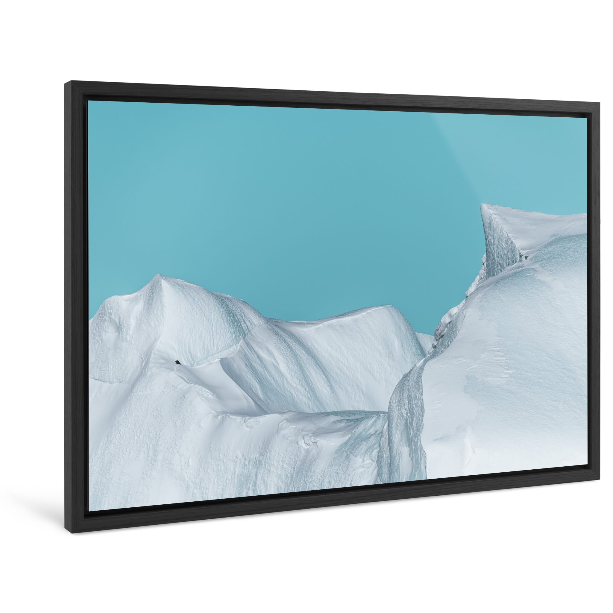 Framed photo print of iceberg silhouette with raven in Greenland