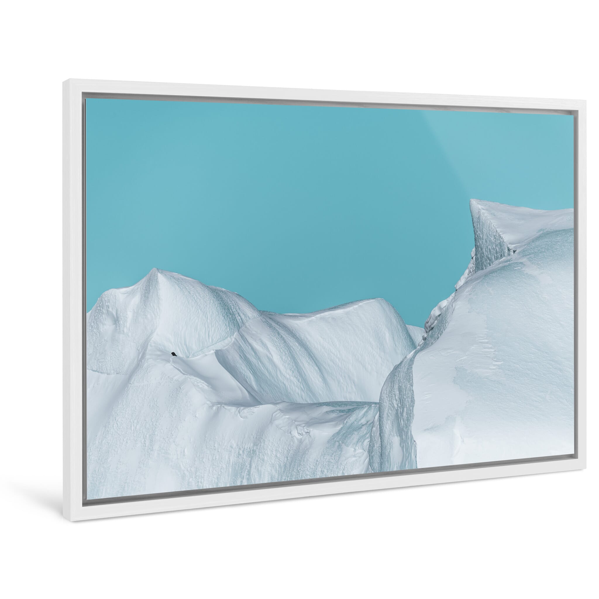 Framed photo print of minimal iceberg shapes and flat light
