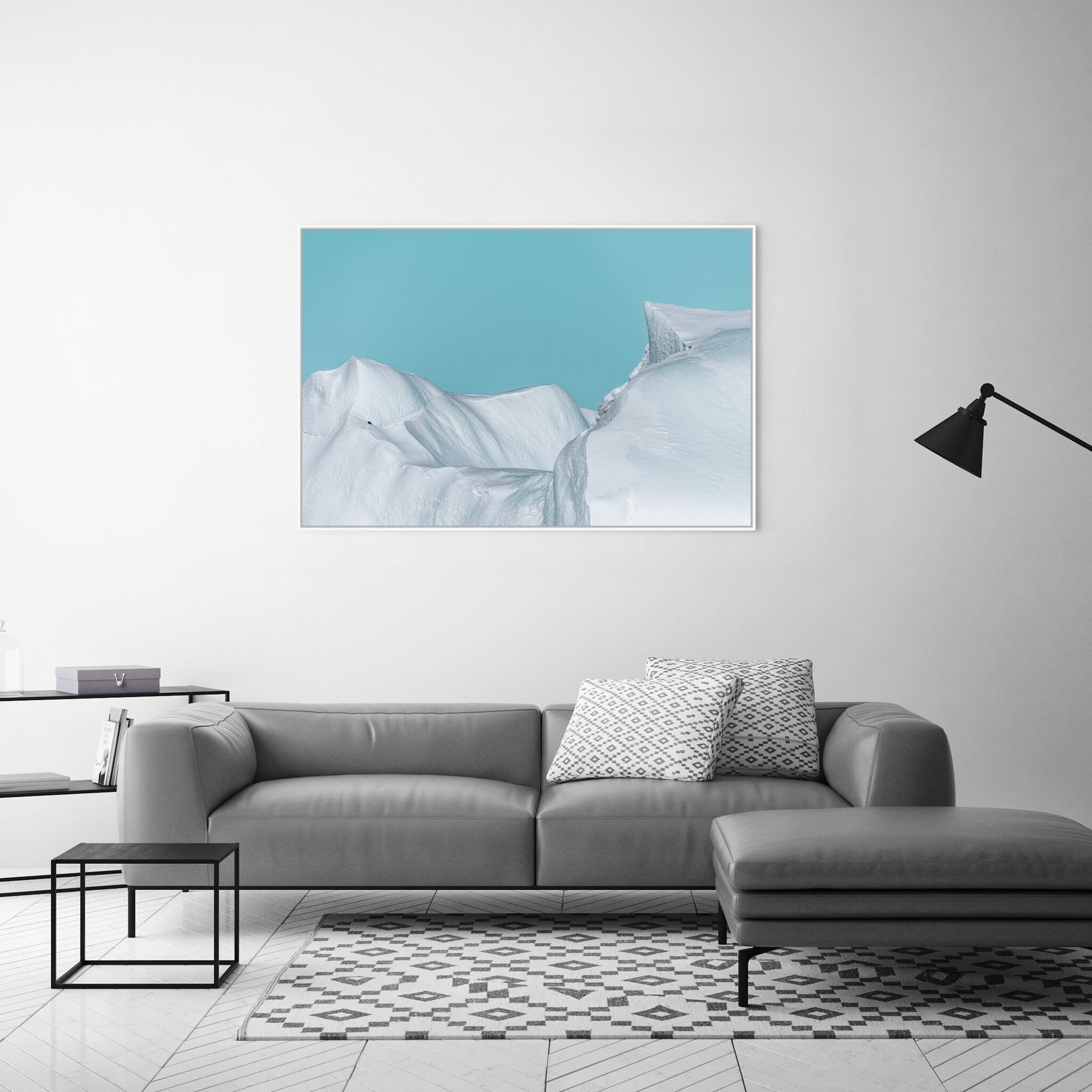 Modern room with framed landscape photography by Jan Erik Waider