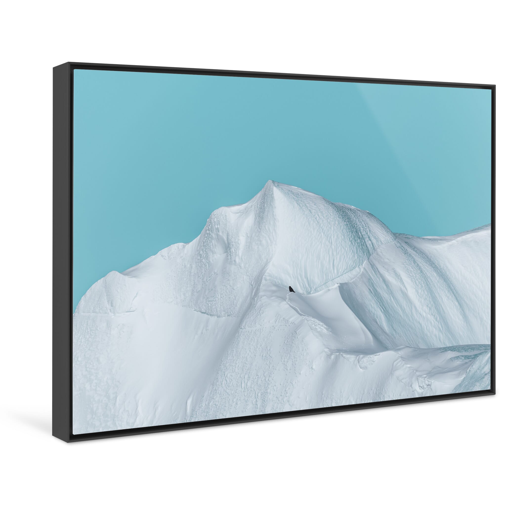 Framed photo print of arctic ice formation in soft blue tones