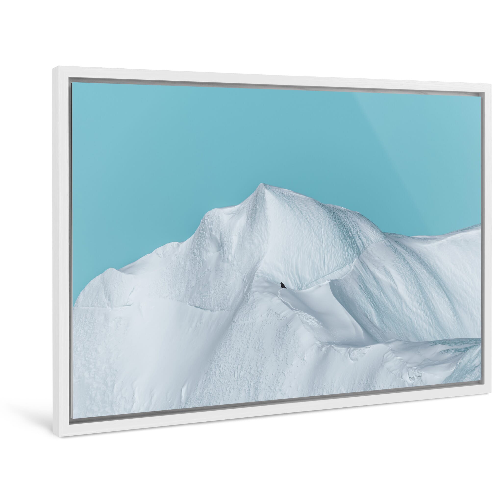 Framed photo print of minimal iceberg shapes and flat light