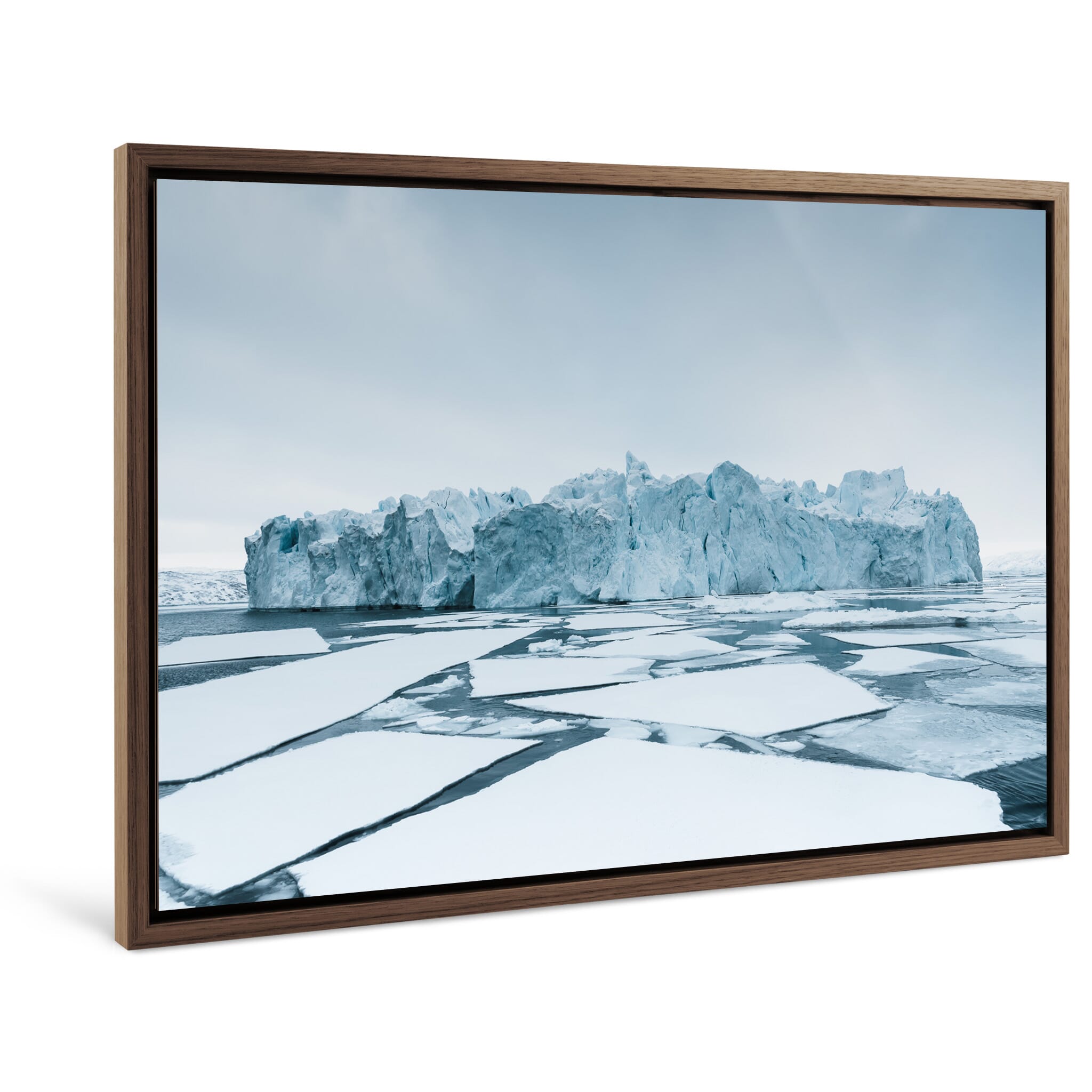 Framed photo print of glacial structure in deep cold