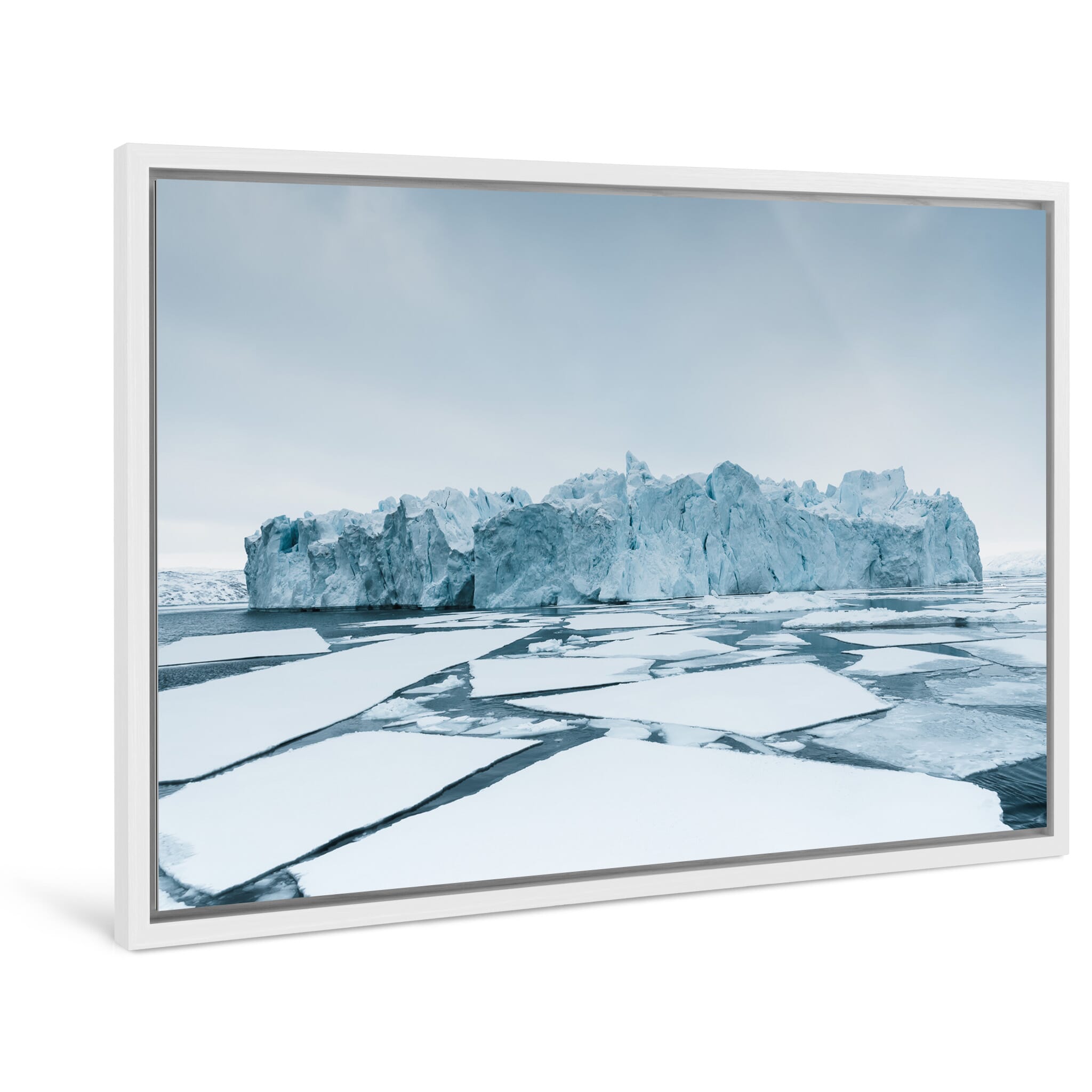 Framed photo print of iceberg edge against winter sky