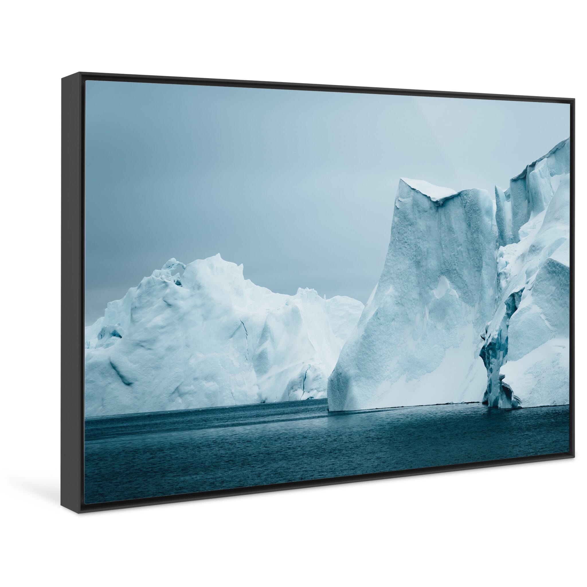Framed photo print of calm iceberg scene in UNESCO World Heritage Site